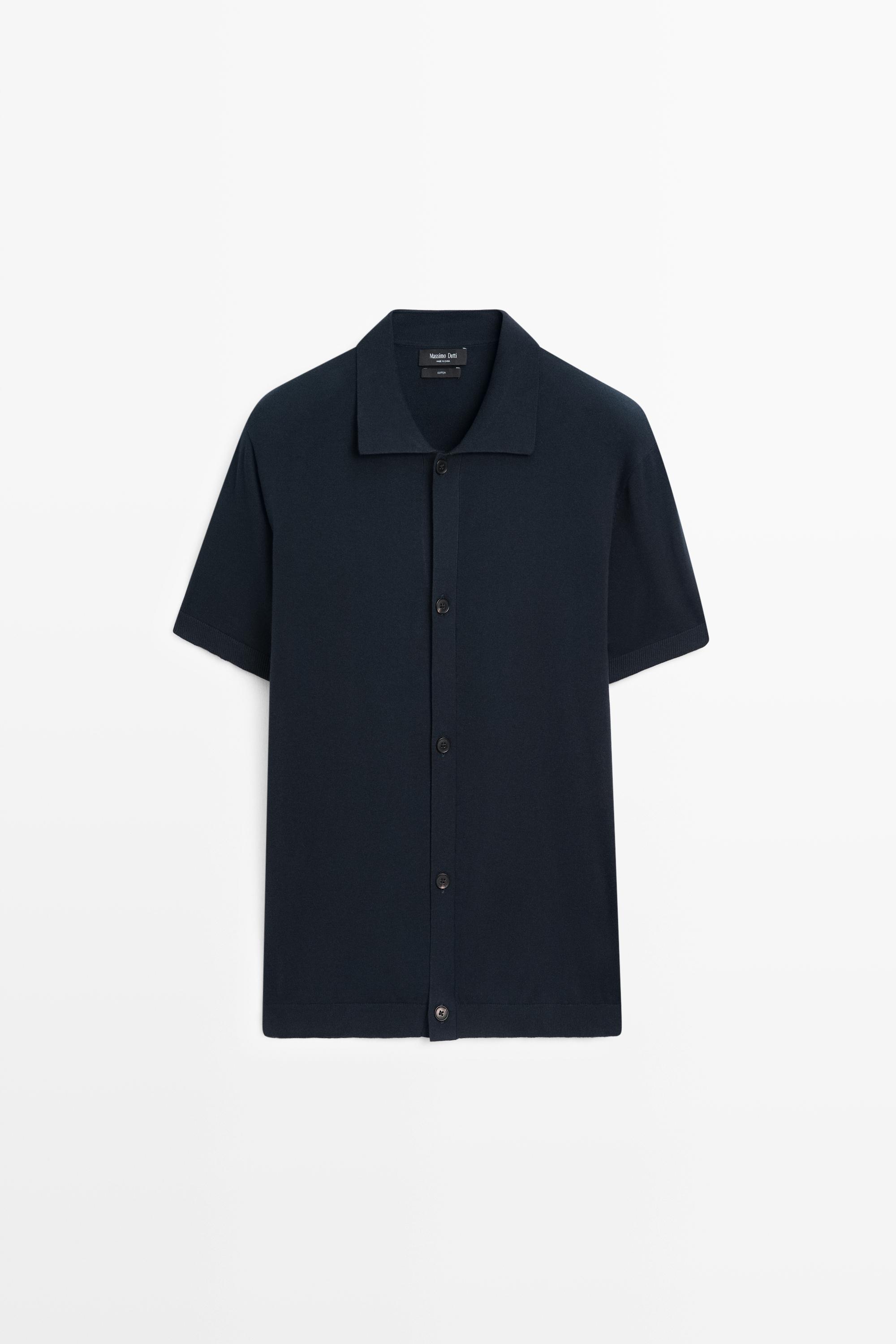 Short sleeve button-up knit cardigan