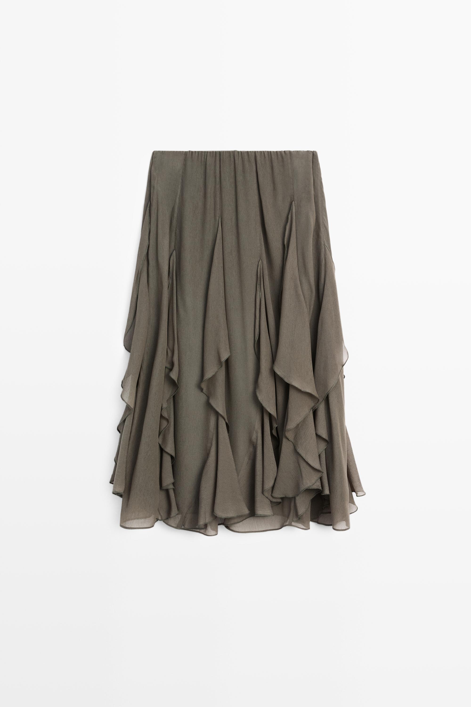 Flowing midi skirt with ruffle detail