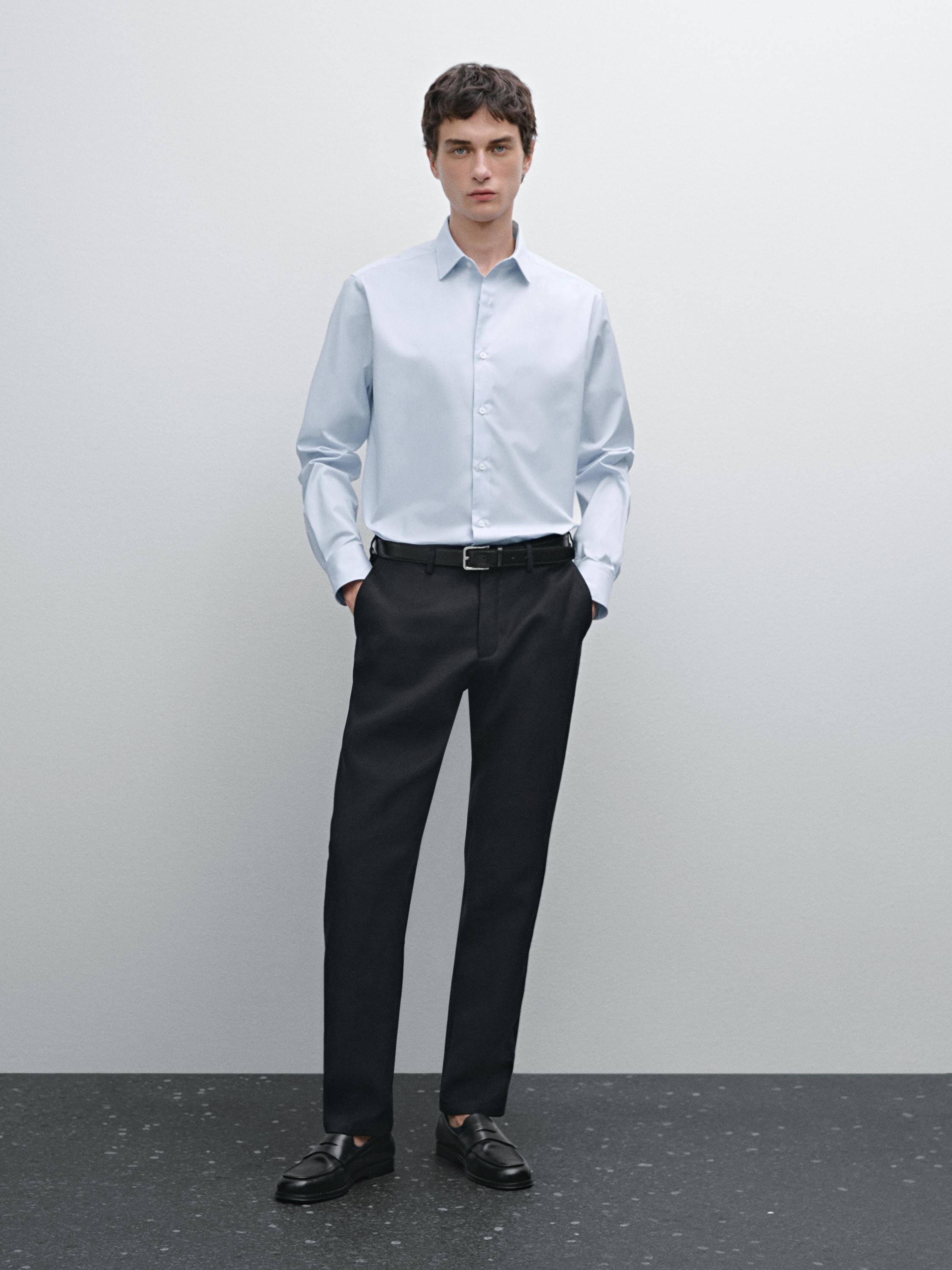 Slim fit striped cotton shirt
