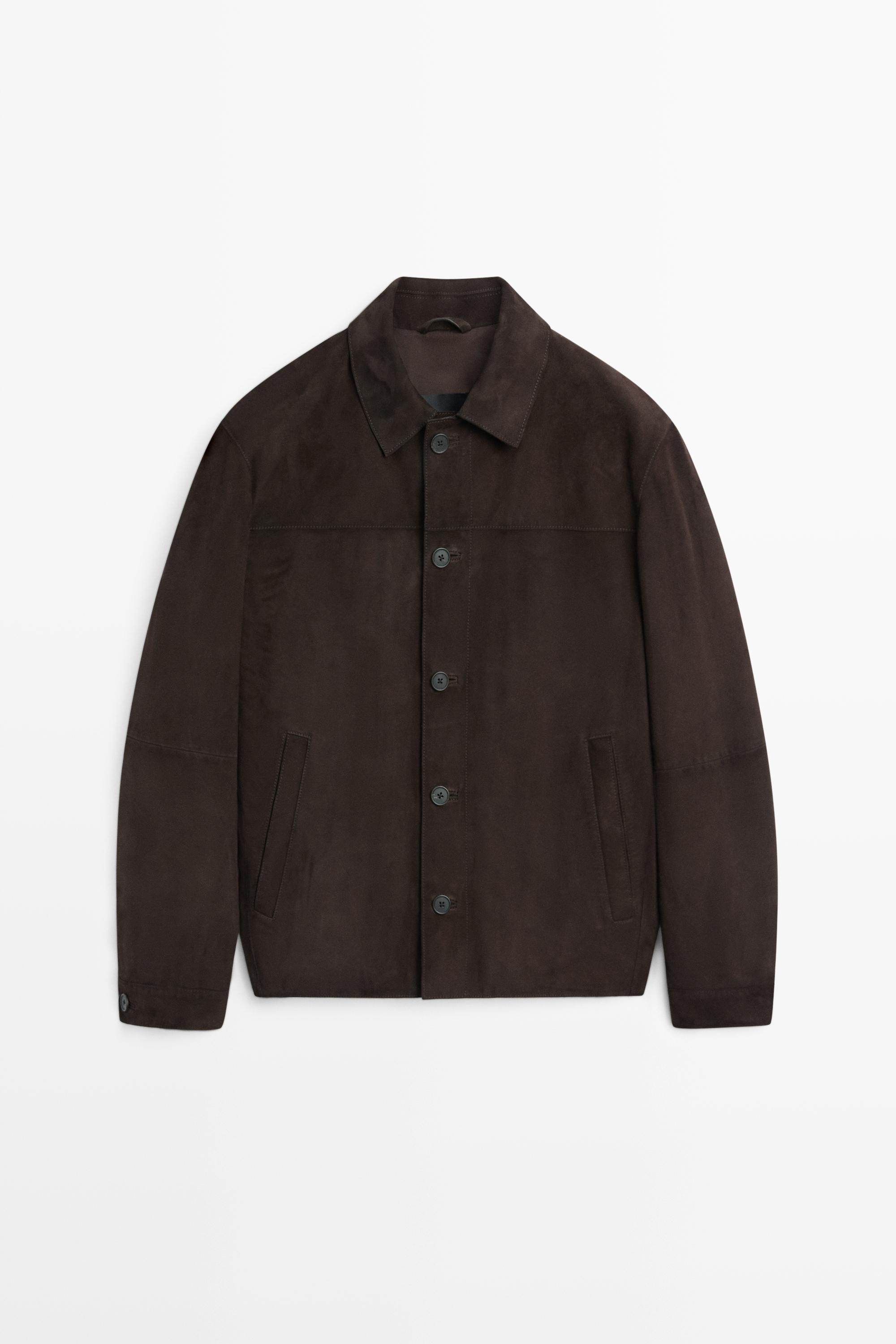 Suede leather pocket overshirt