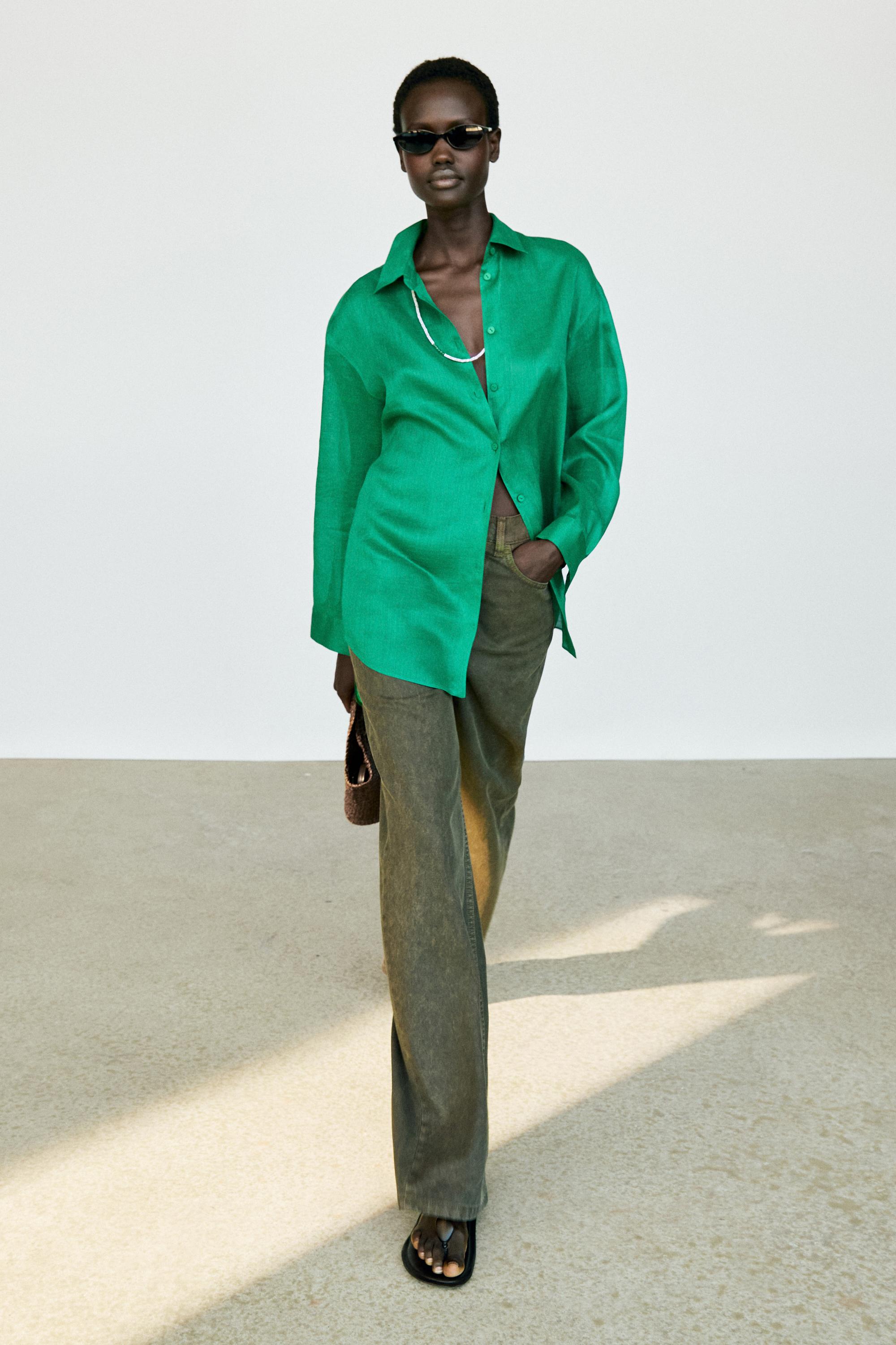 100% ramie flowing long shirt