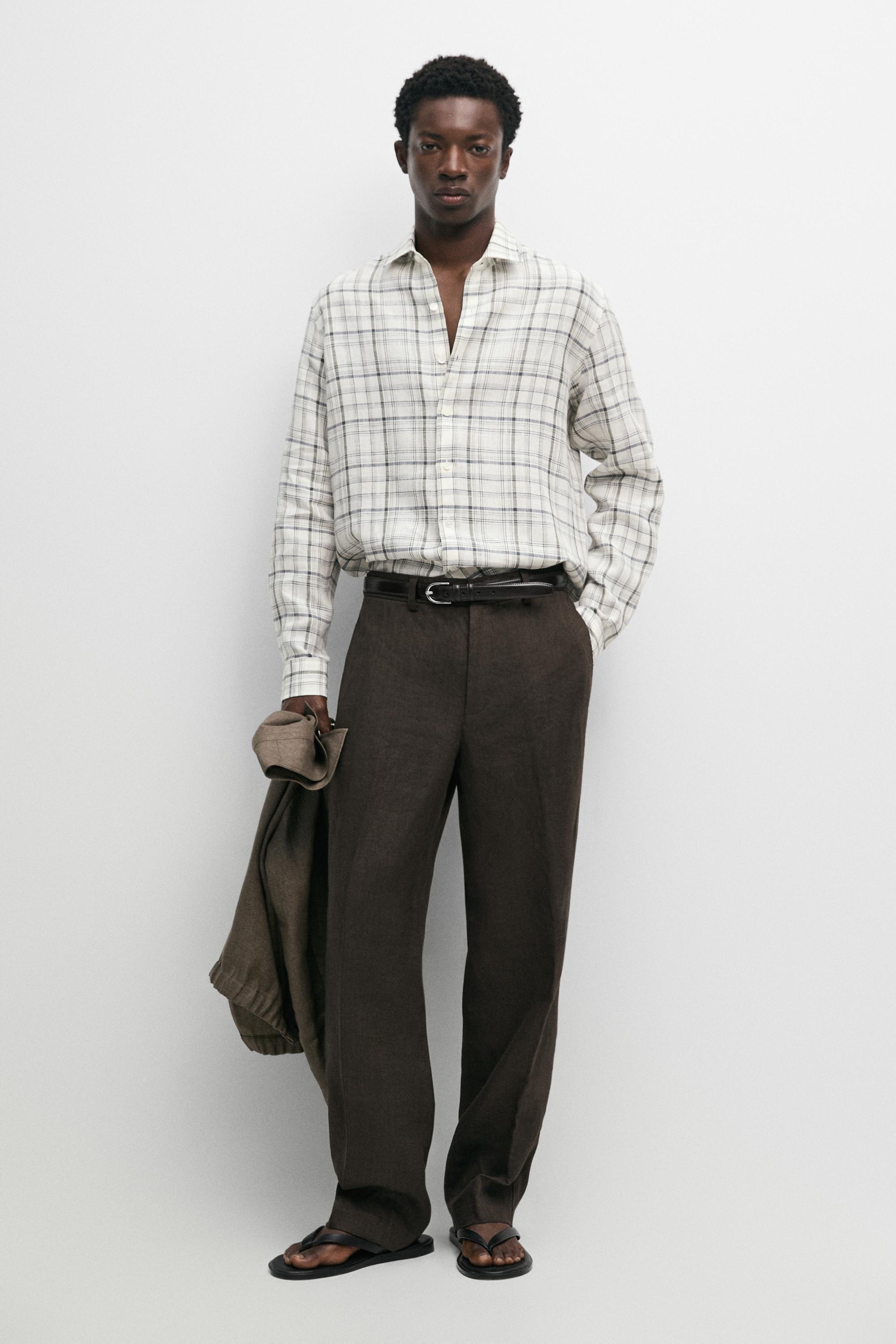 100% linen check shirt