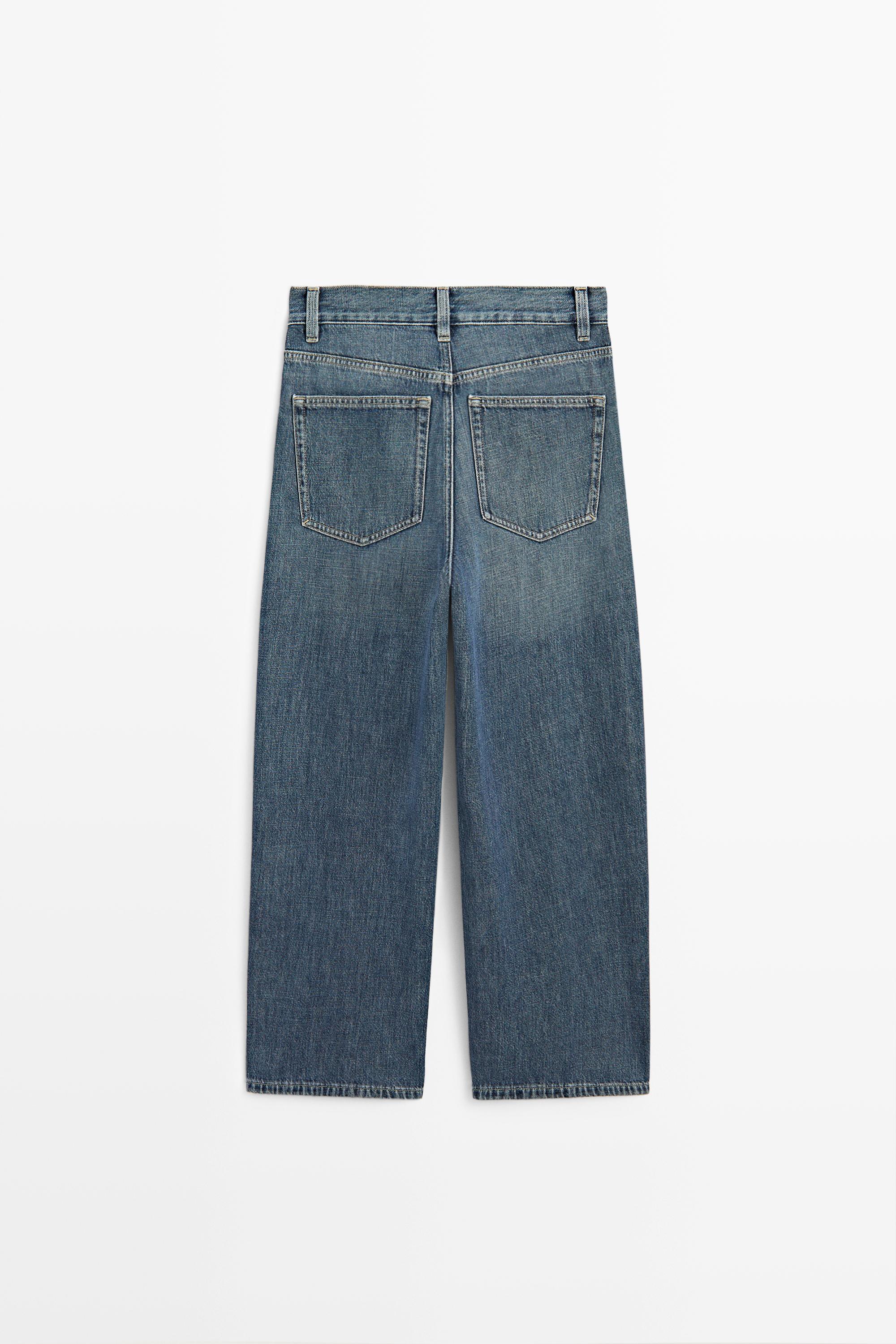 Mid-waist cropped wide-leg jeans