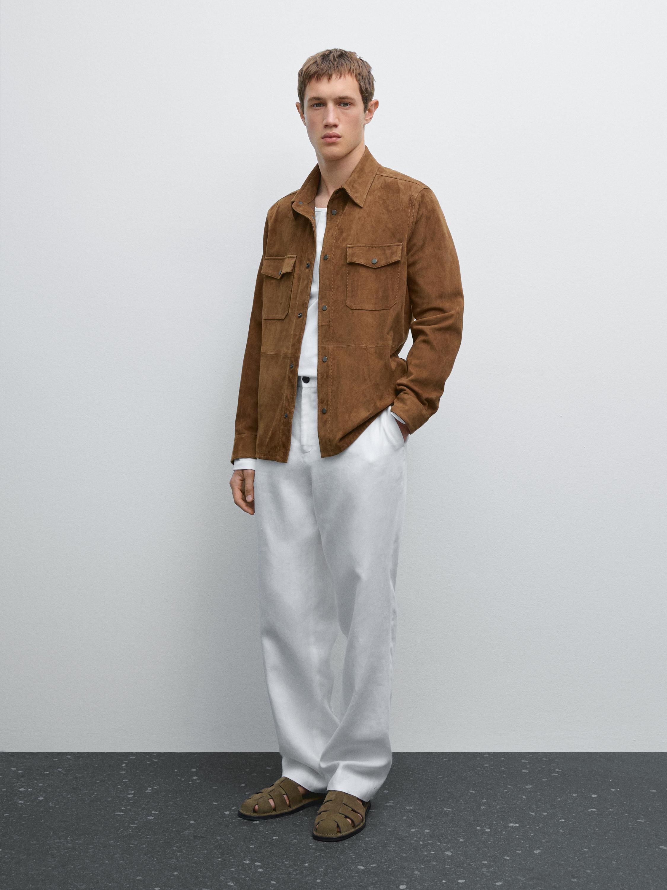 Lightweight suede leather shirt