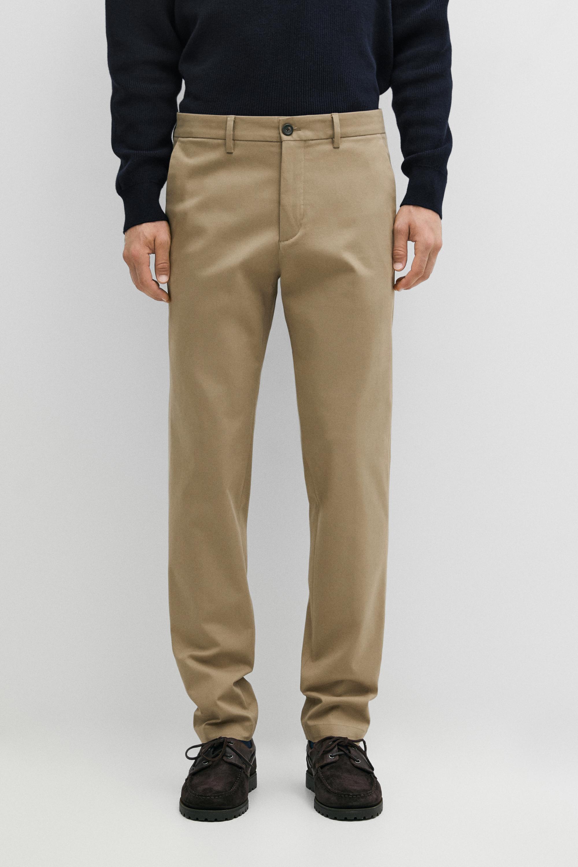 Cotton blend slim fit pants