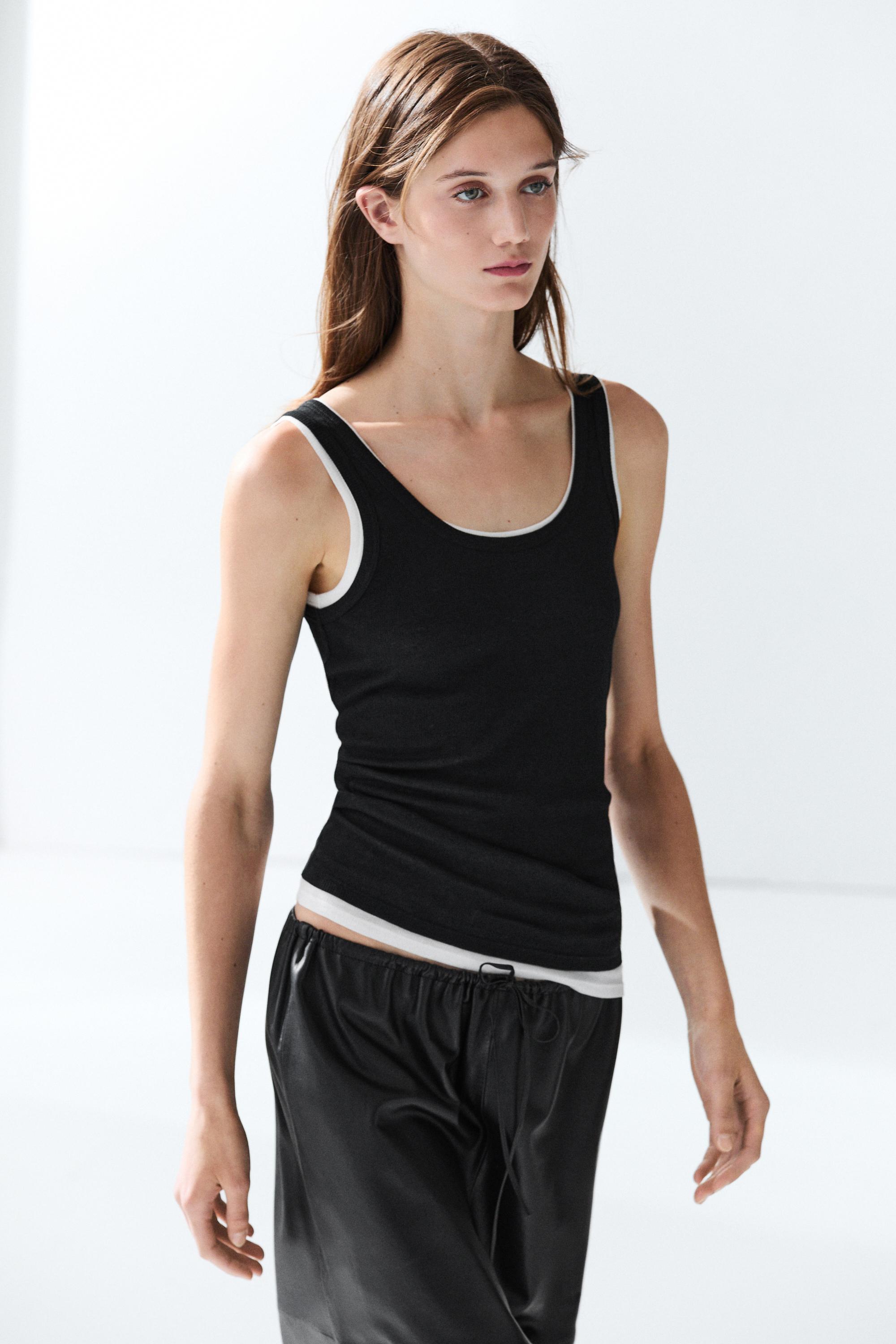 100% cotton ribbed double-layer top
