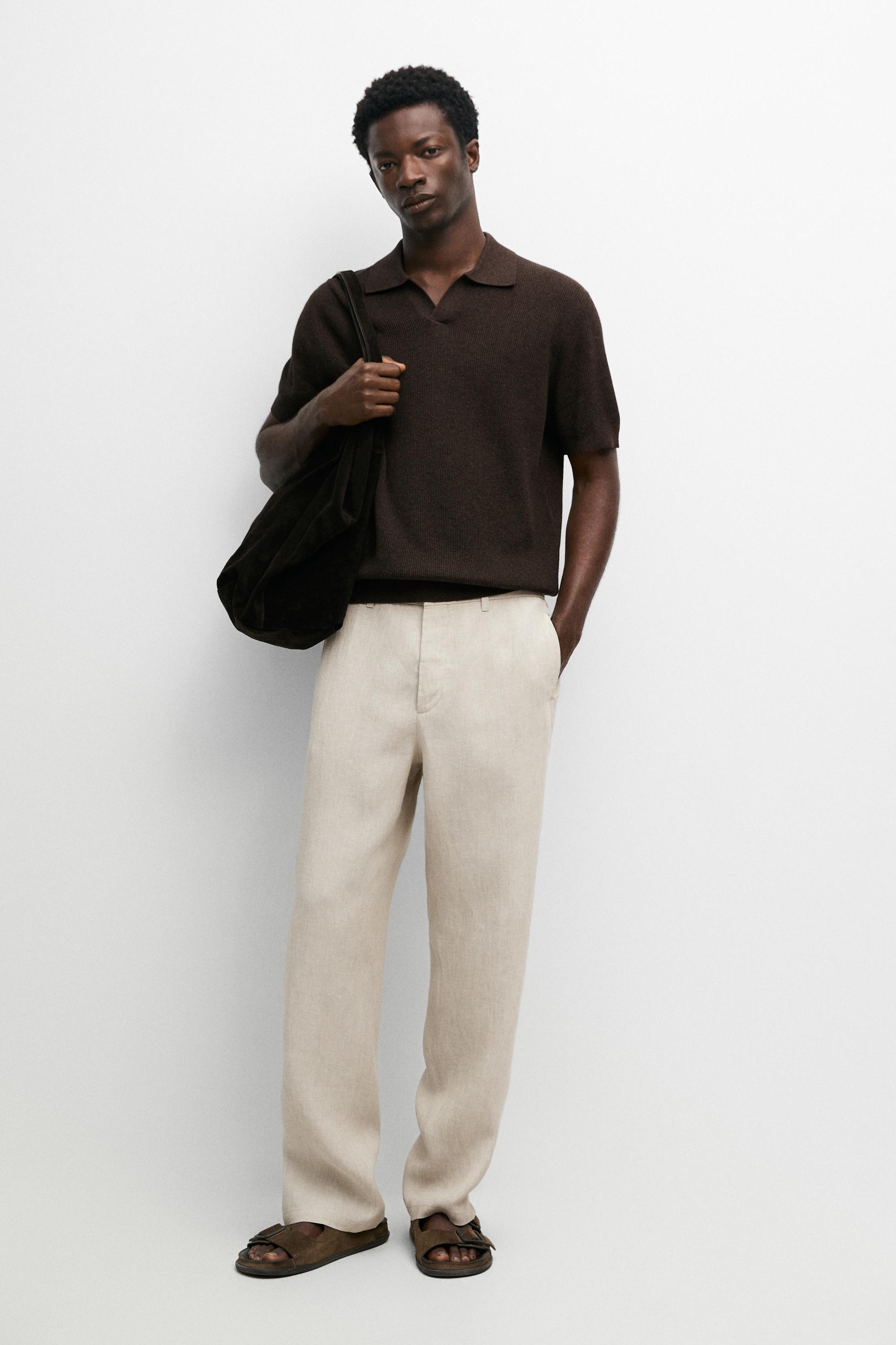 100% Linen Elastic-Waist Pants