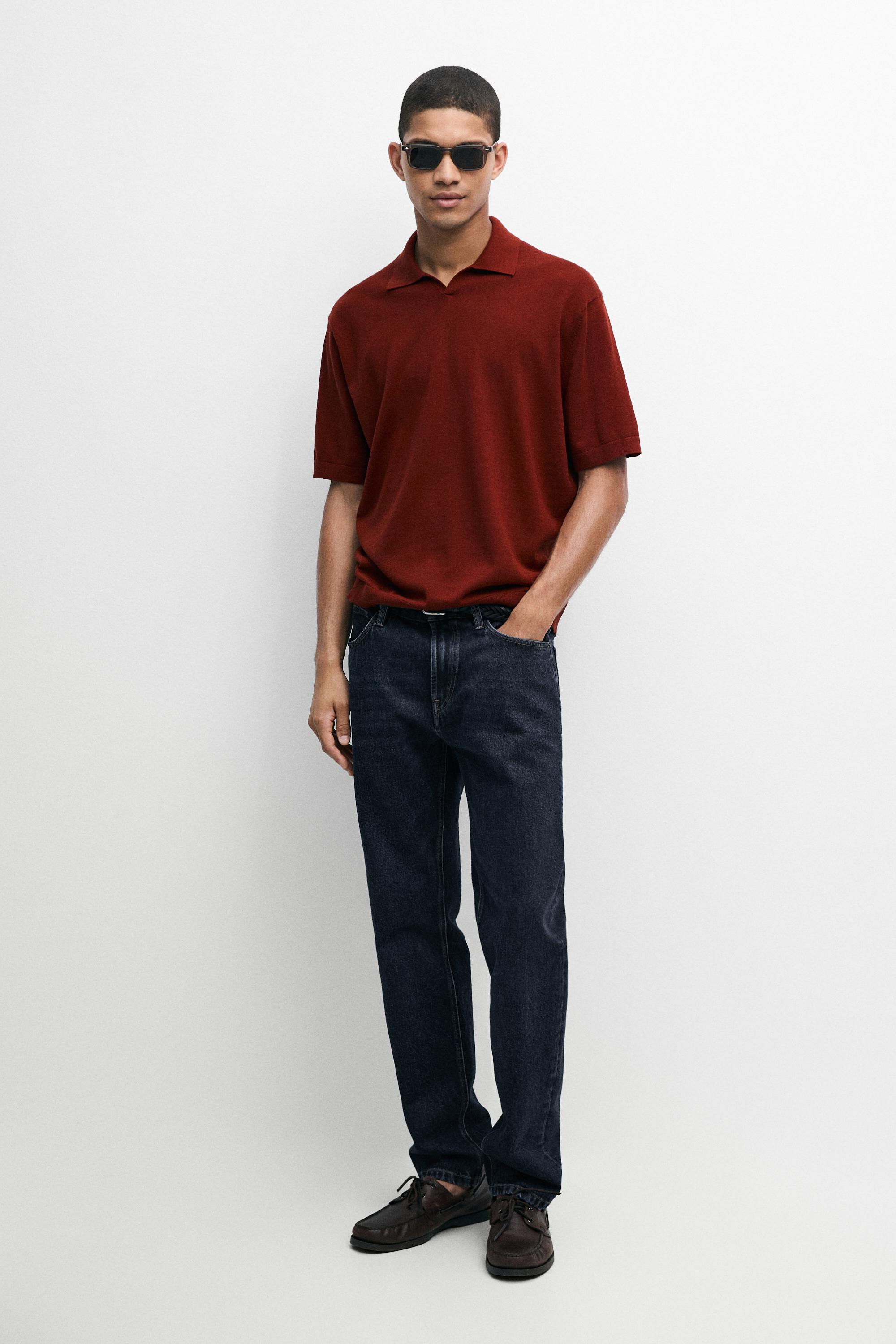 100% cotton V-neck knit polo