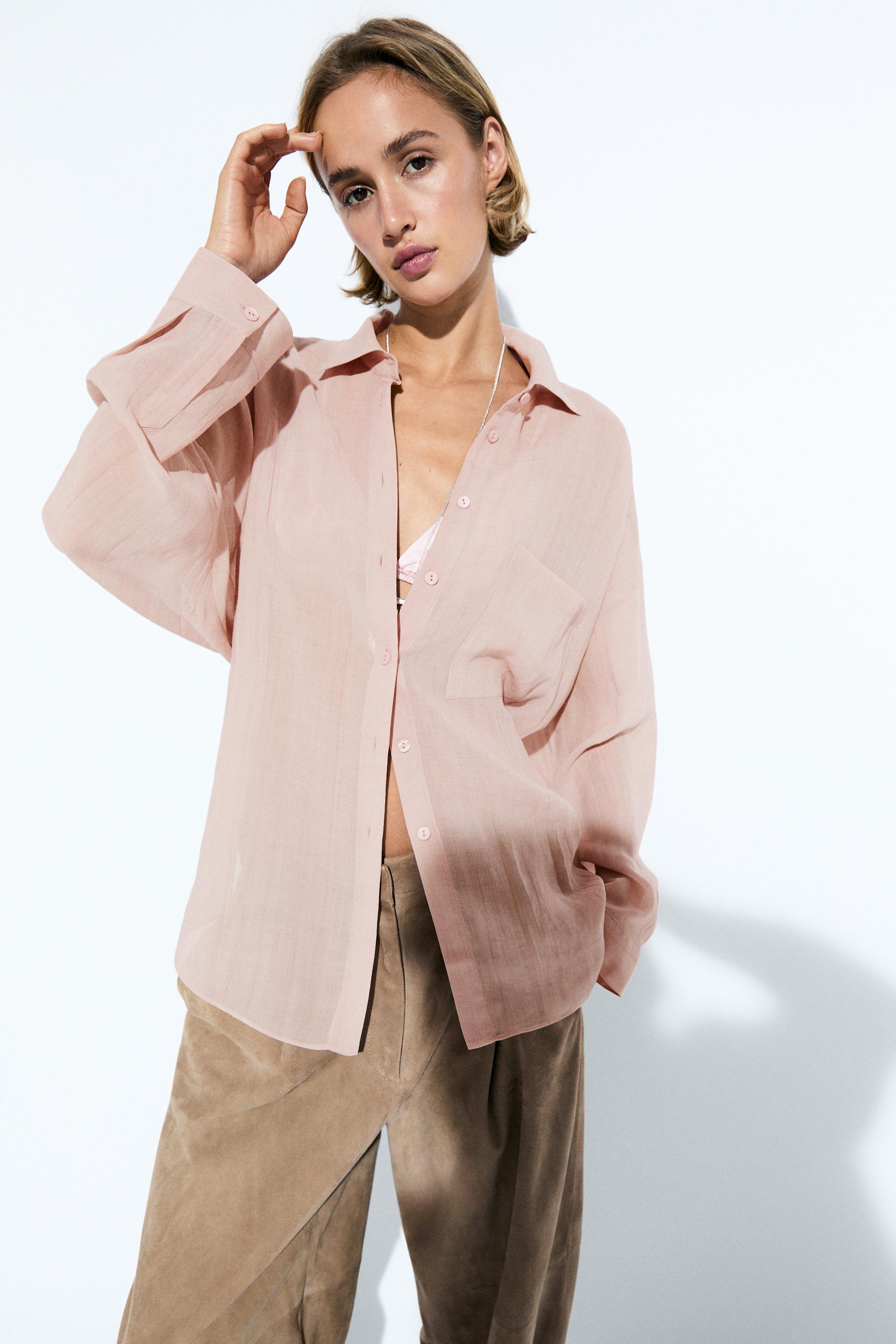 Flowing ramie pocket shirt
