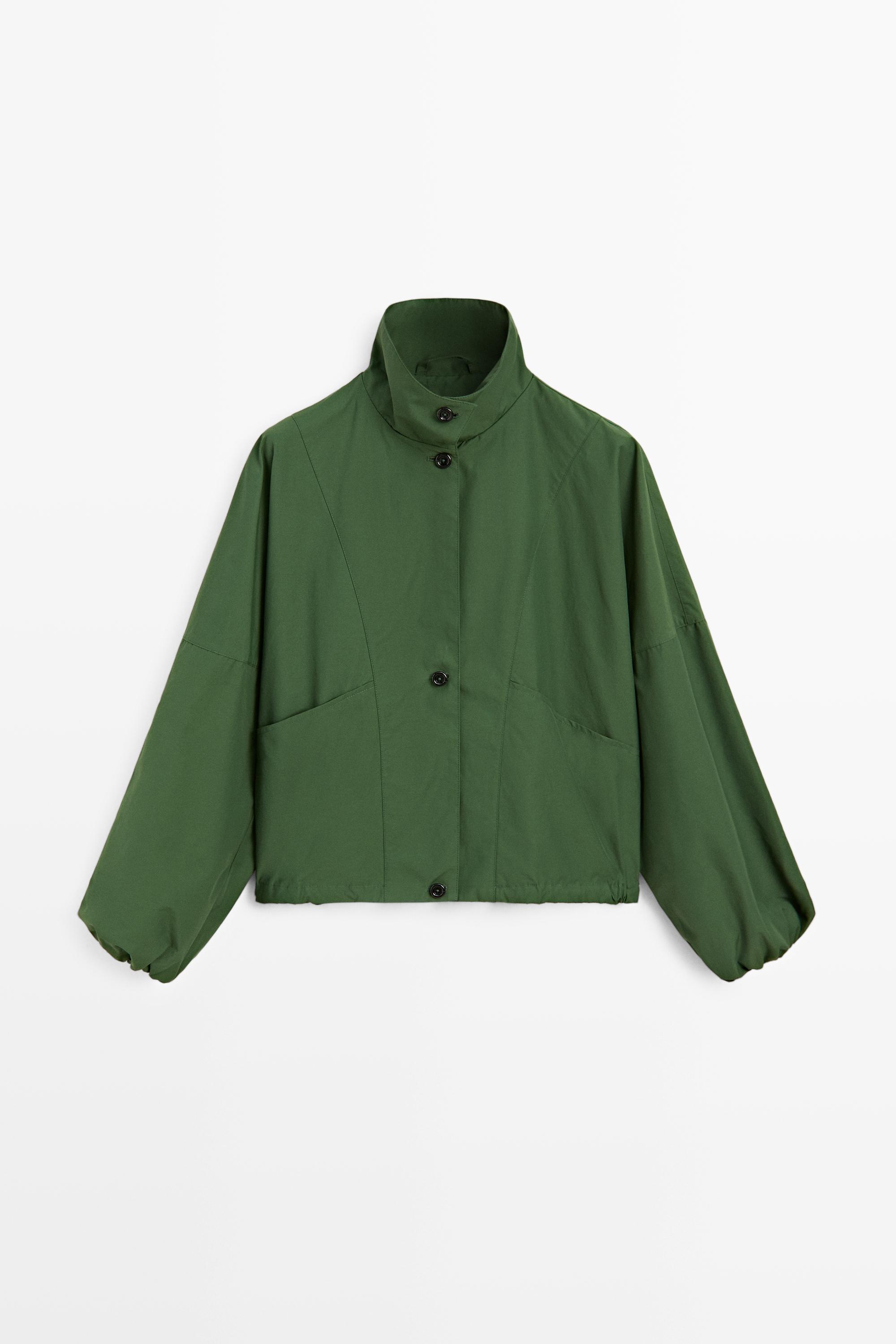 Bomber jacket with puff sleeves