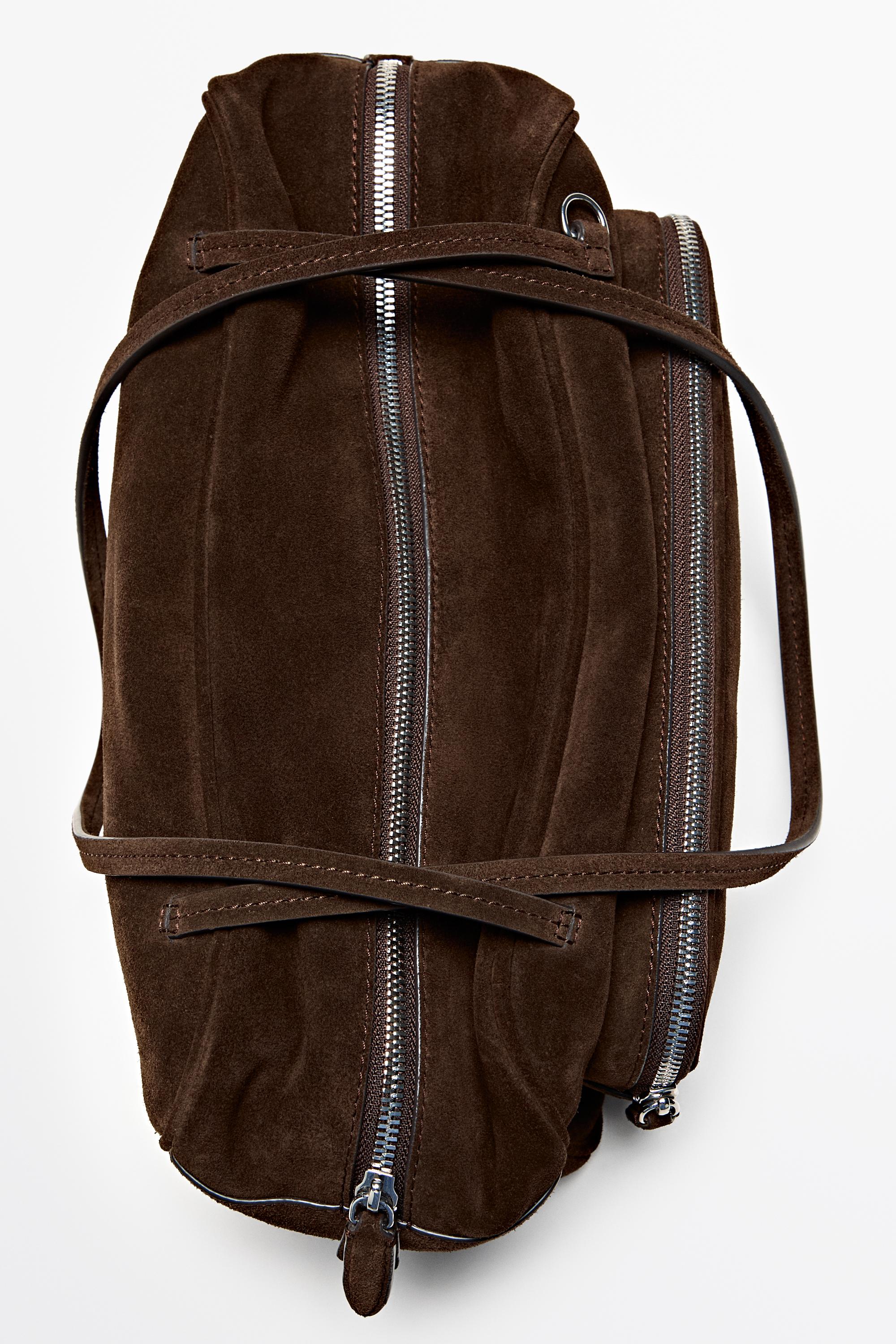 Medium split suede bowling bag