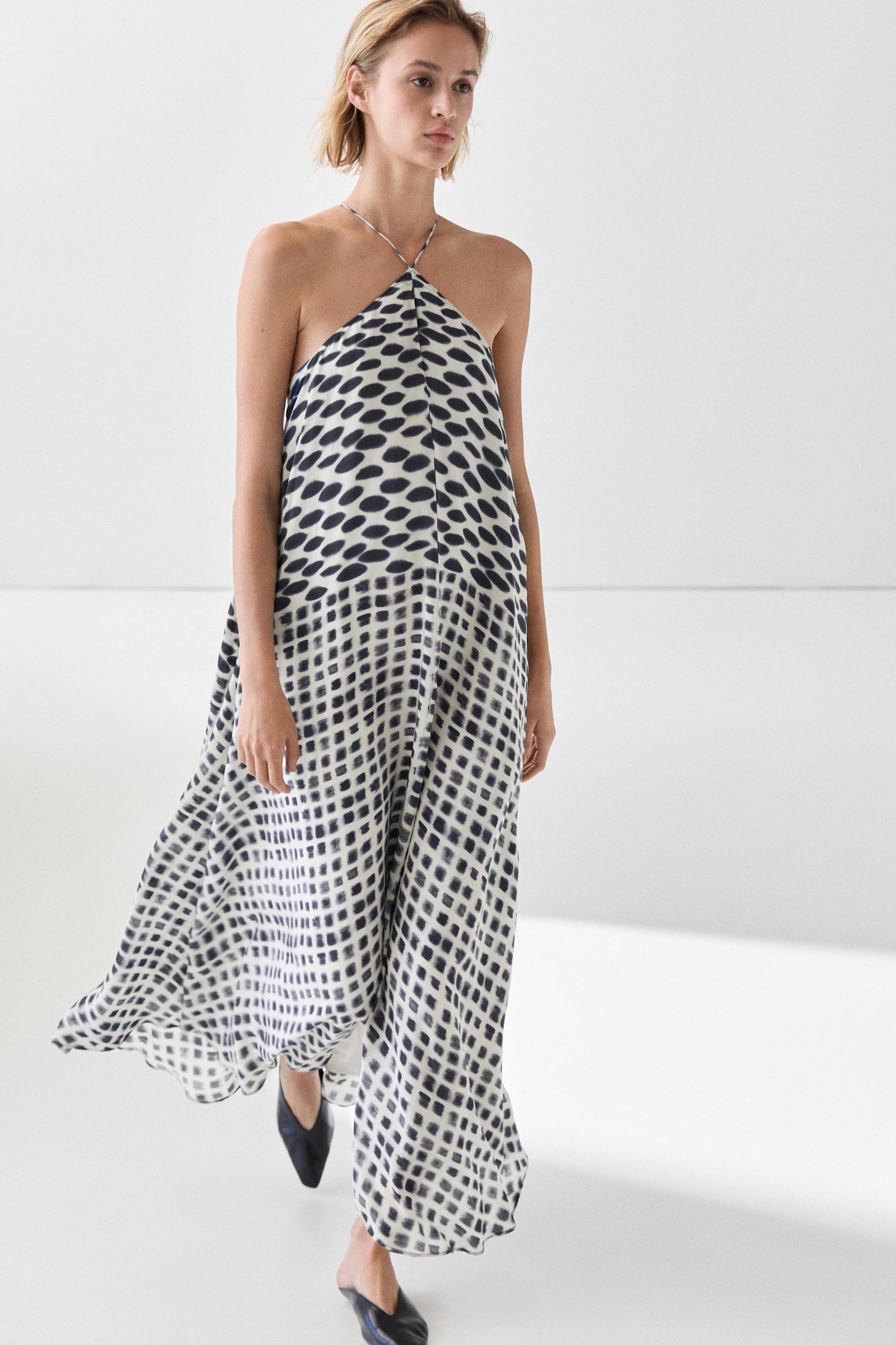 Printed flared midi dress
