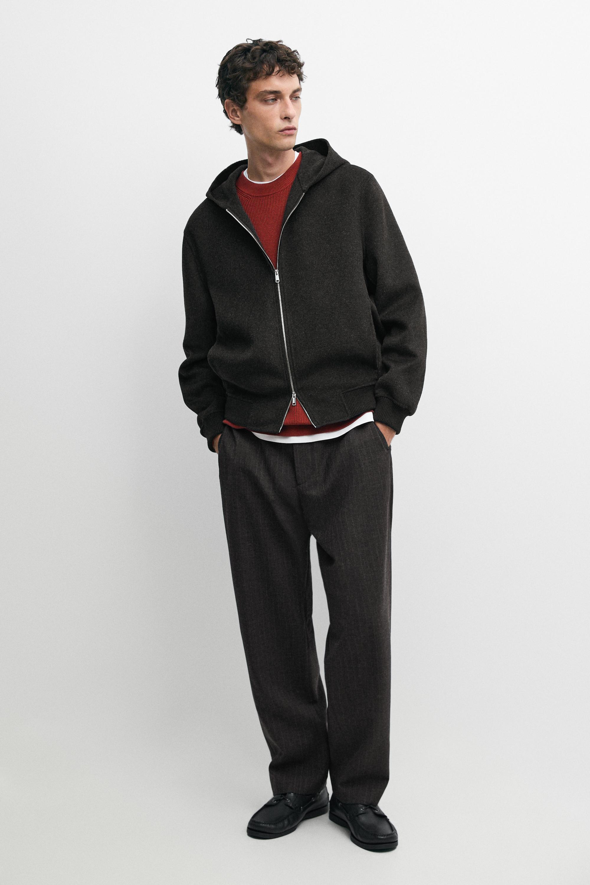 100% wool striped relaxed fit trousers
