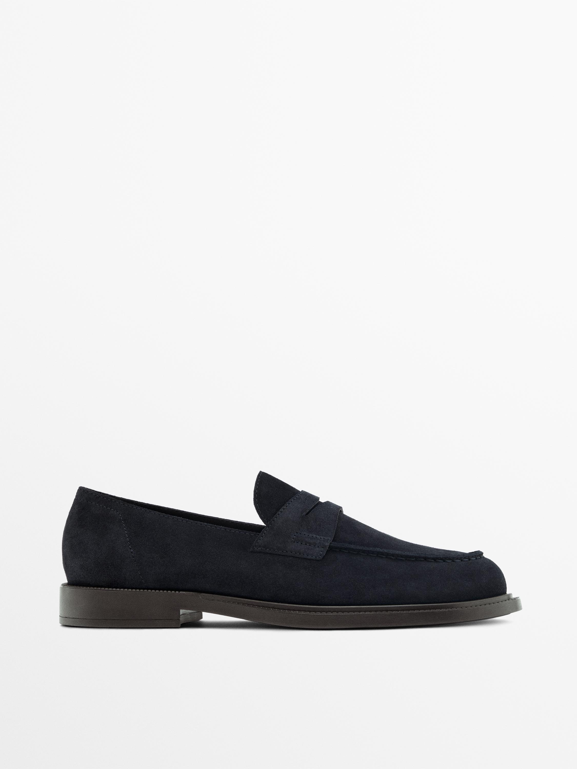 Split leather penny loafers