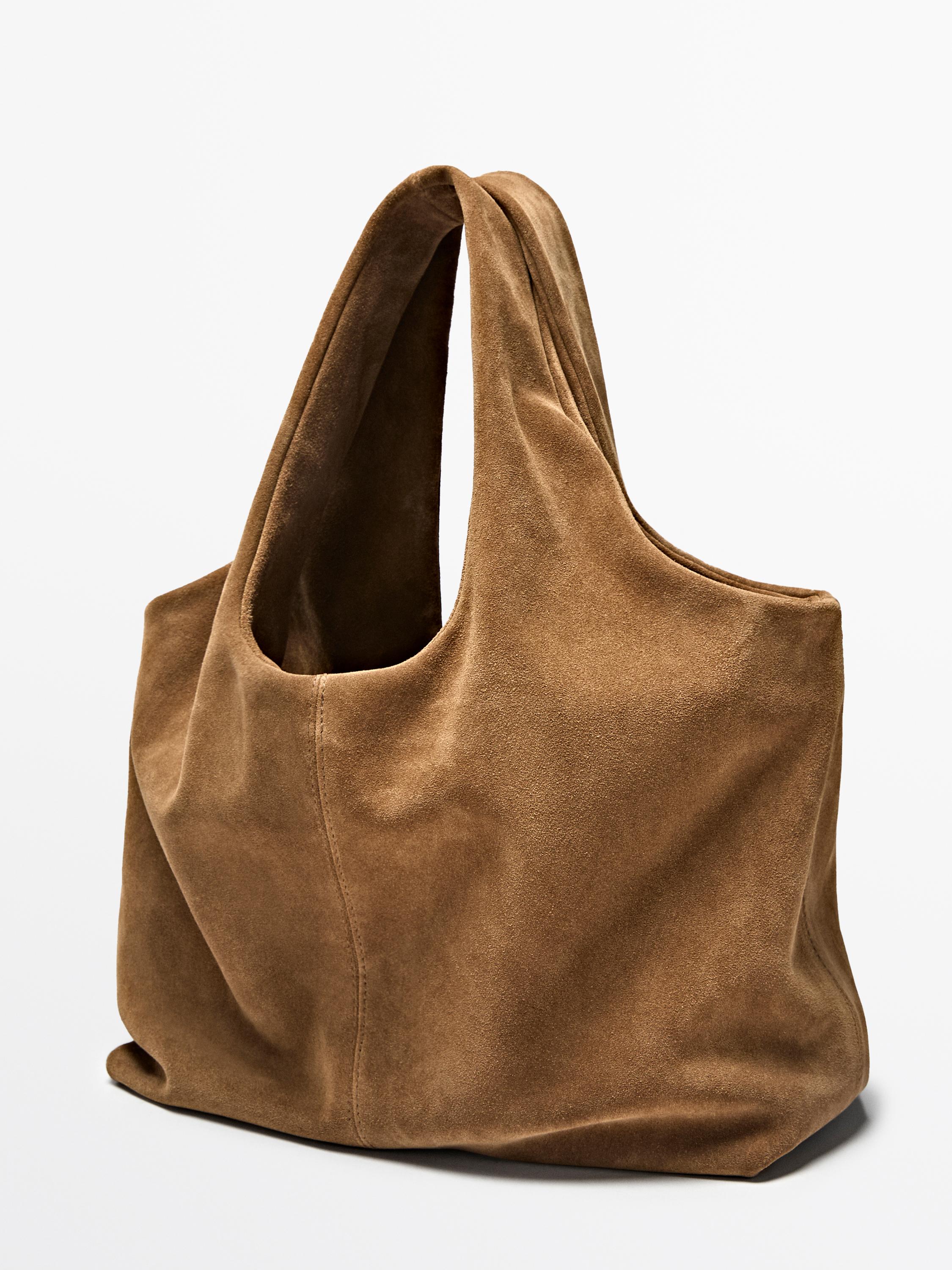 Medium split leather shopper bag