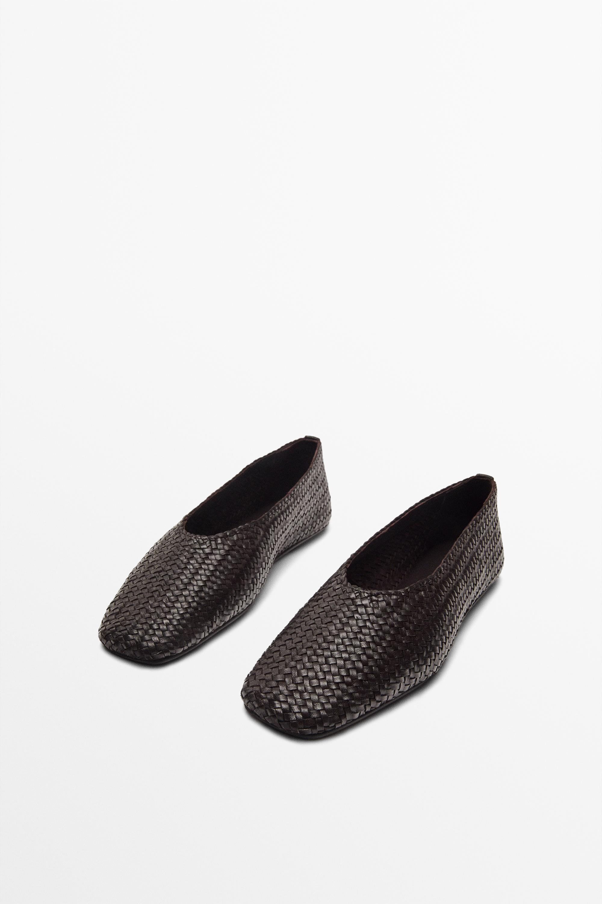 Braided leather ballet flats