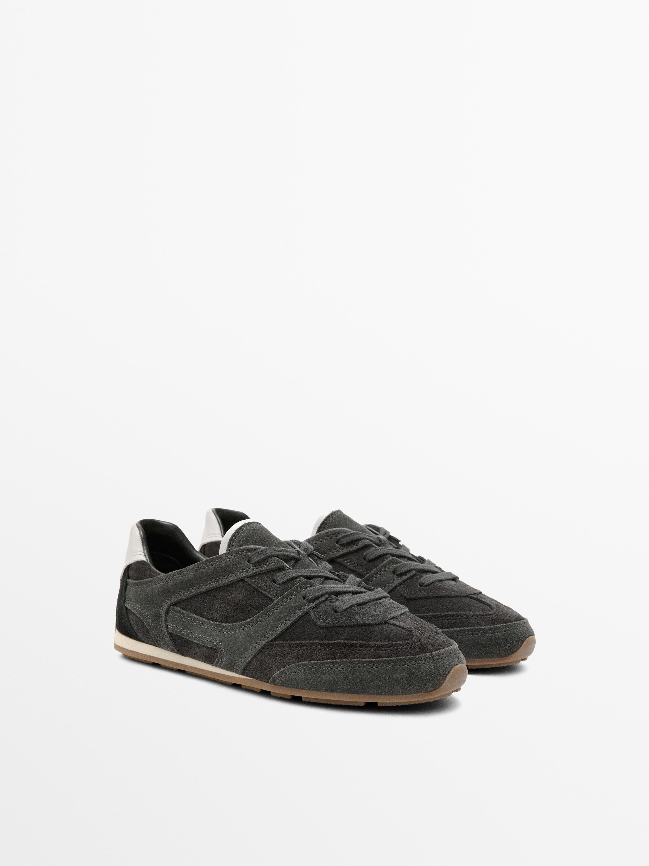 Contrast leather trainers
