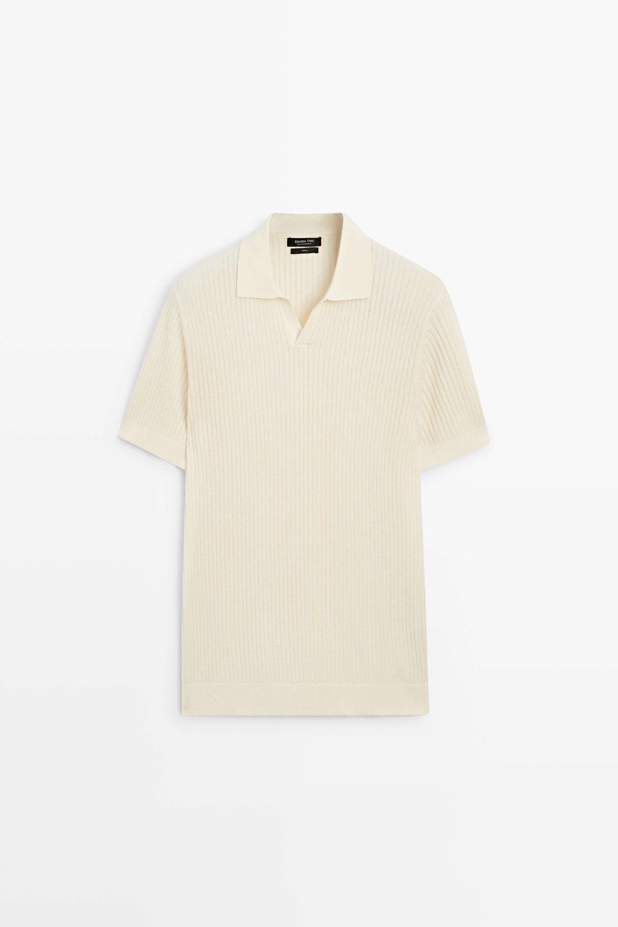100% cotton ribbed knit polo sweater
