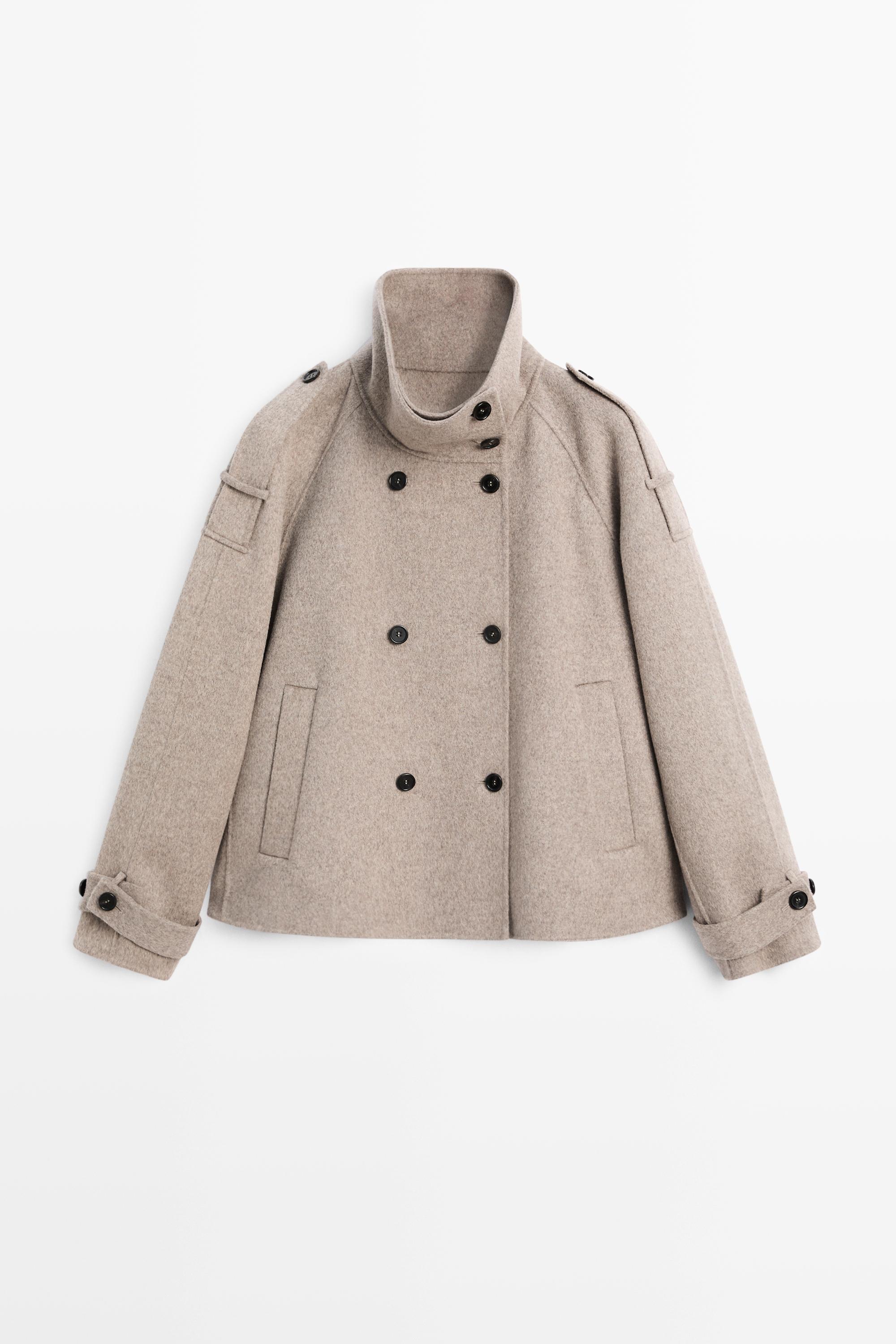 Cropped button detail trench coat
