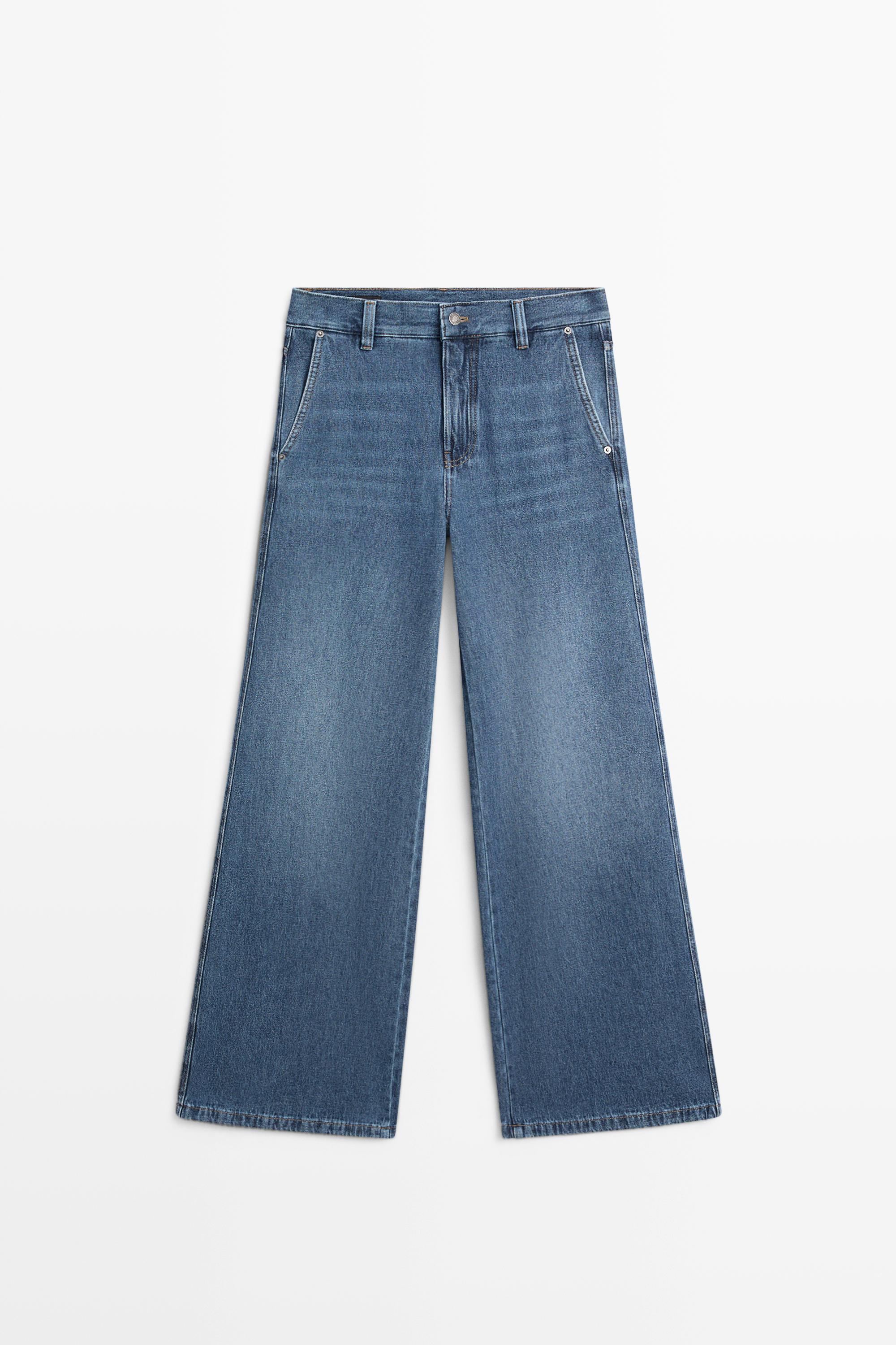 Mid-waist wide-leg jeans