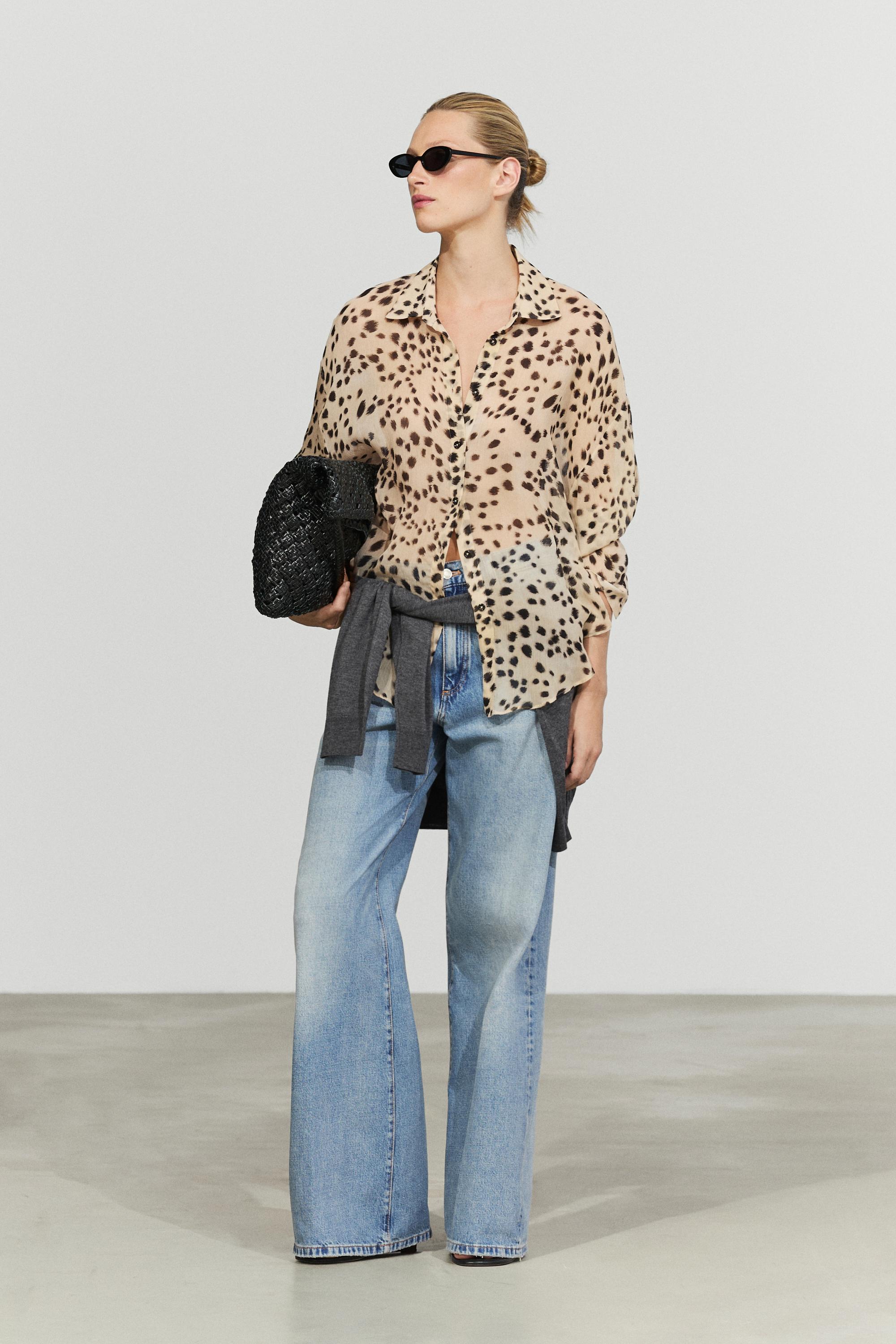 Animal print flowing shirt