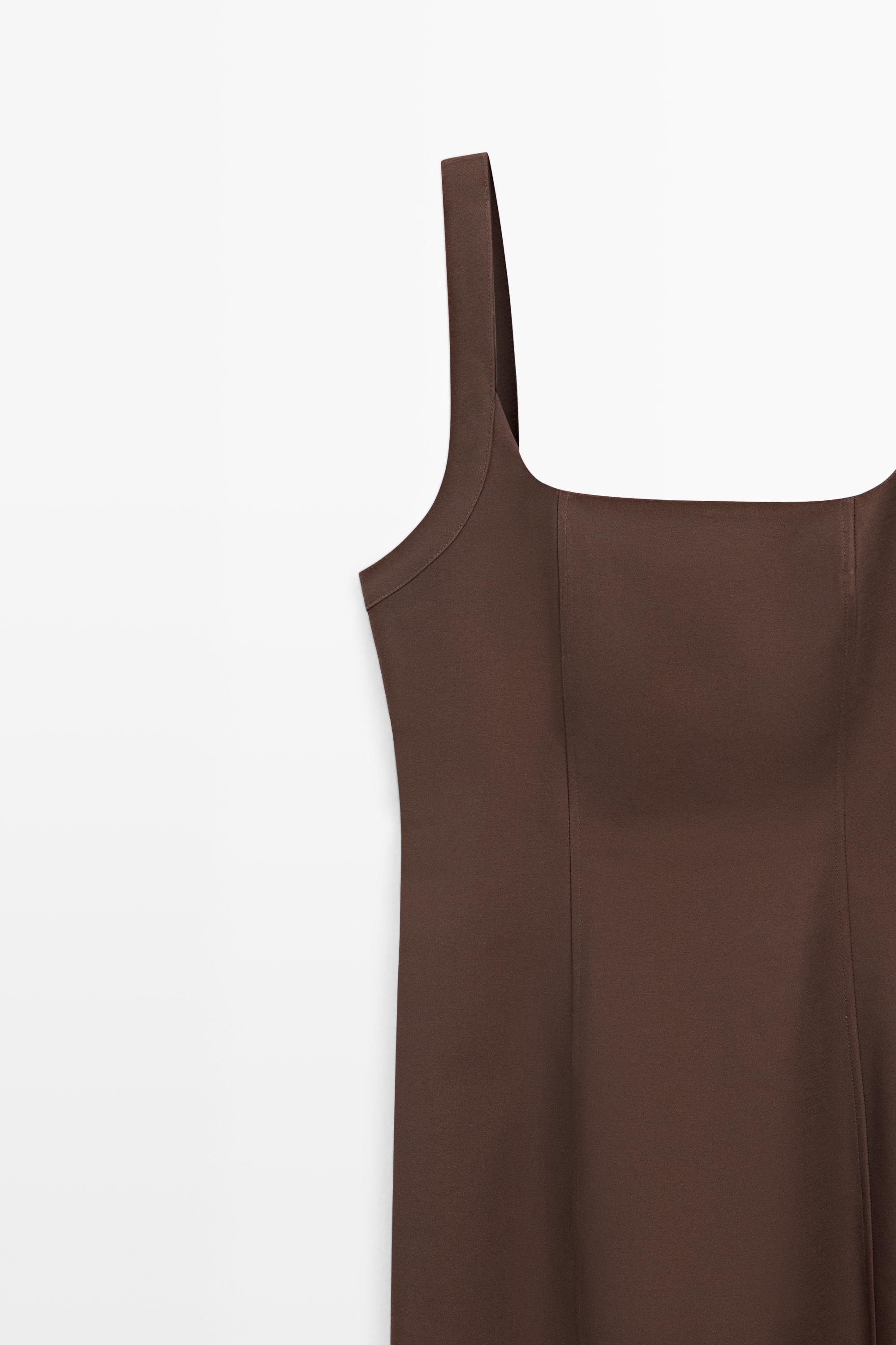 Cotton blend strappy midi dress