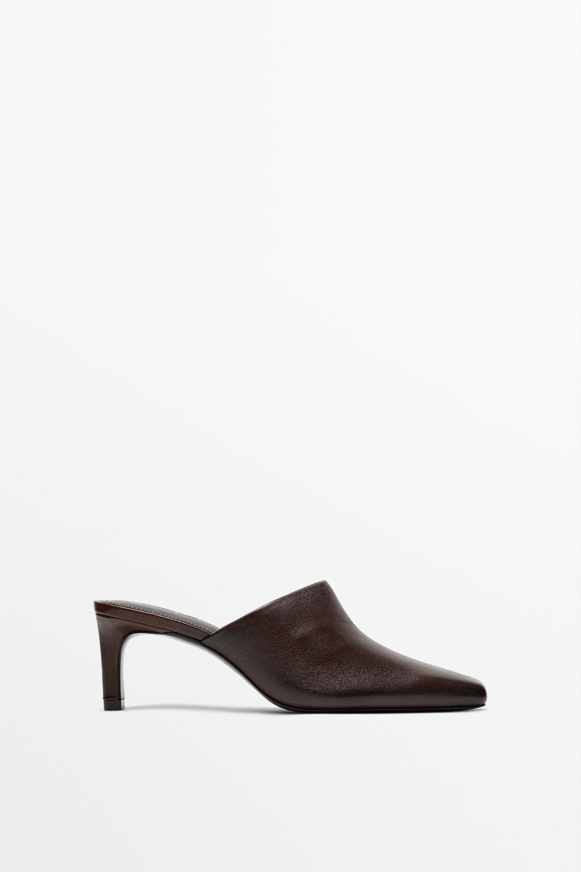 Slingback leather heel shoe