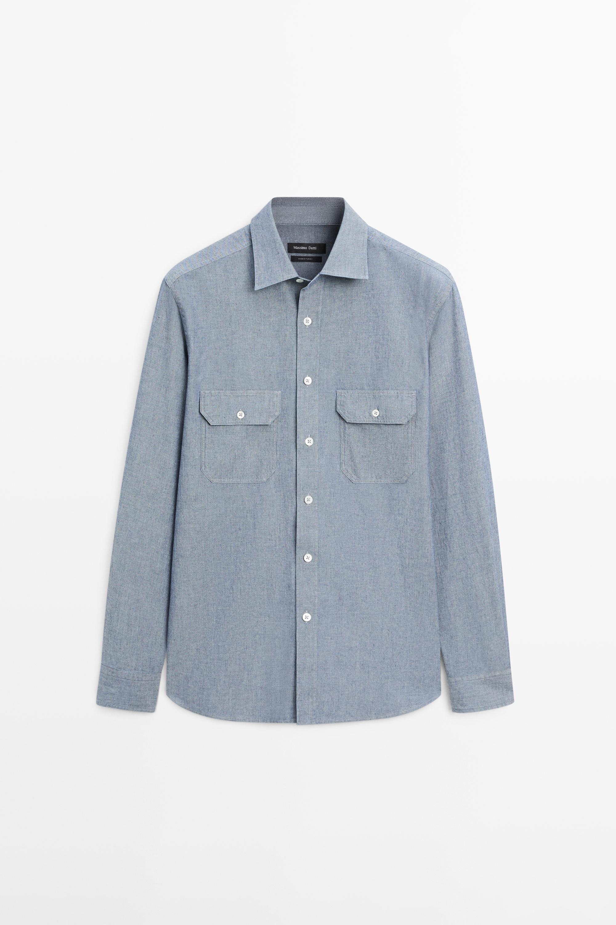 Regular fit chambray shirt with pocket details