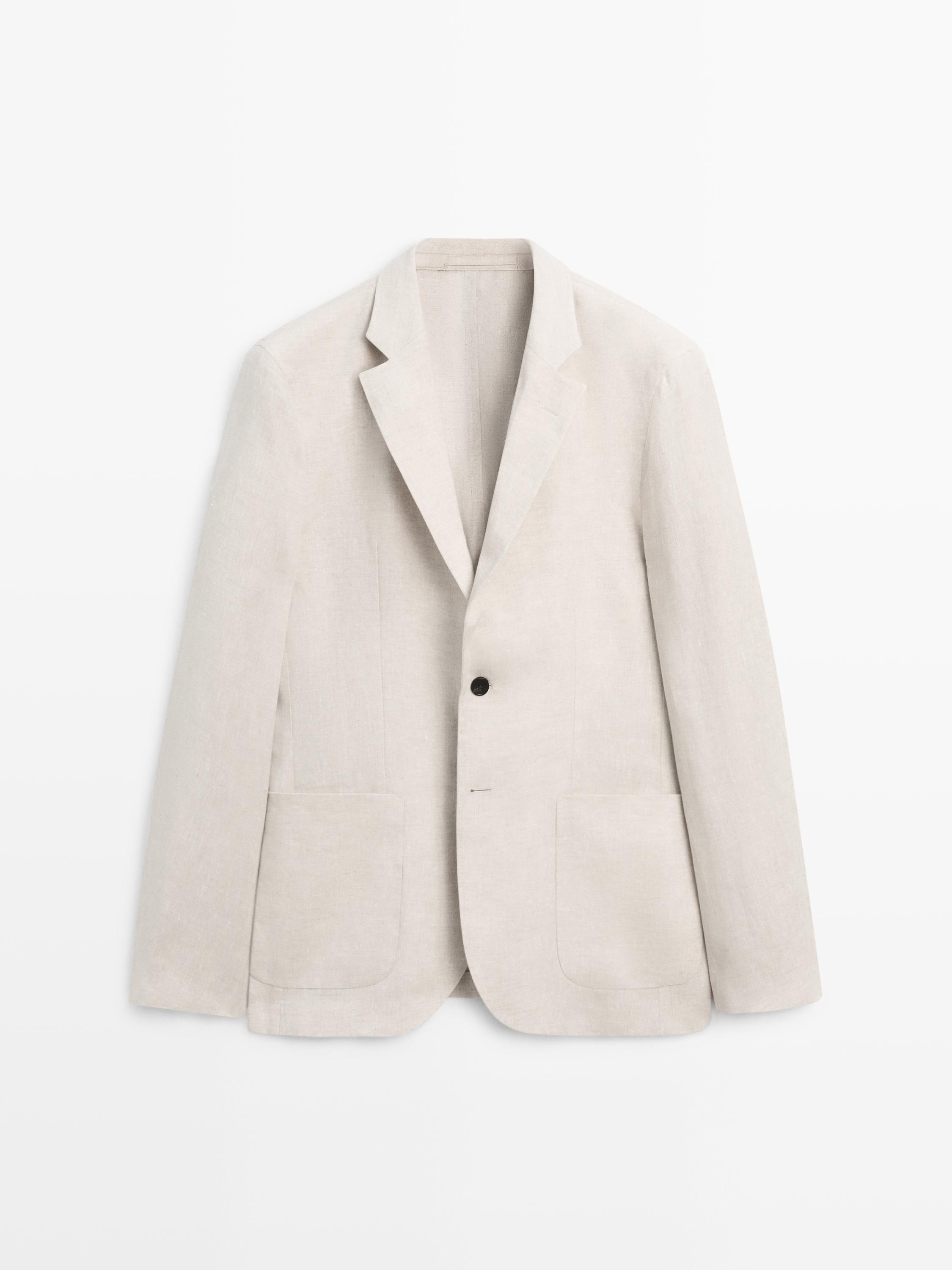 100% linen suit blazer with pocket details