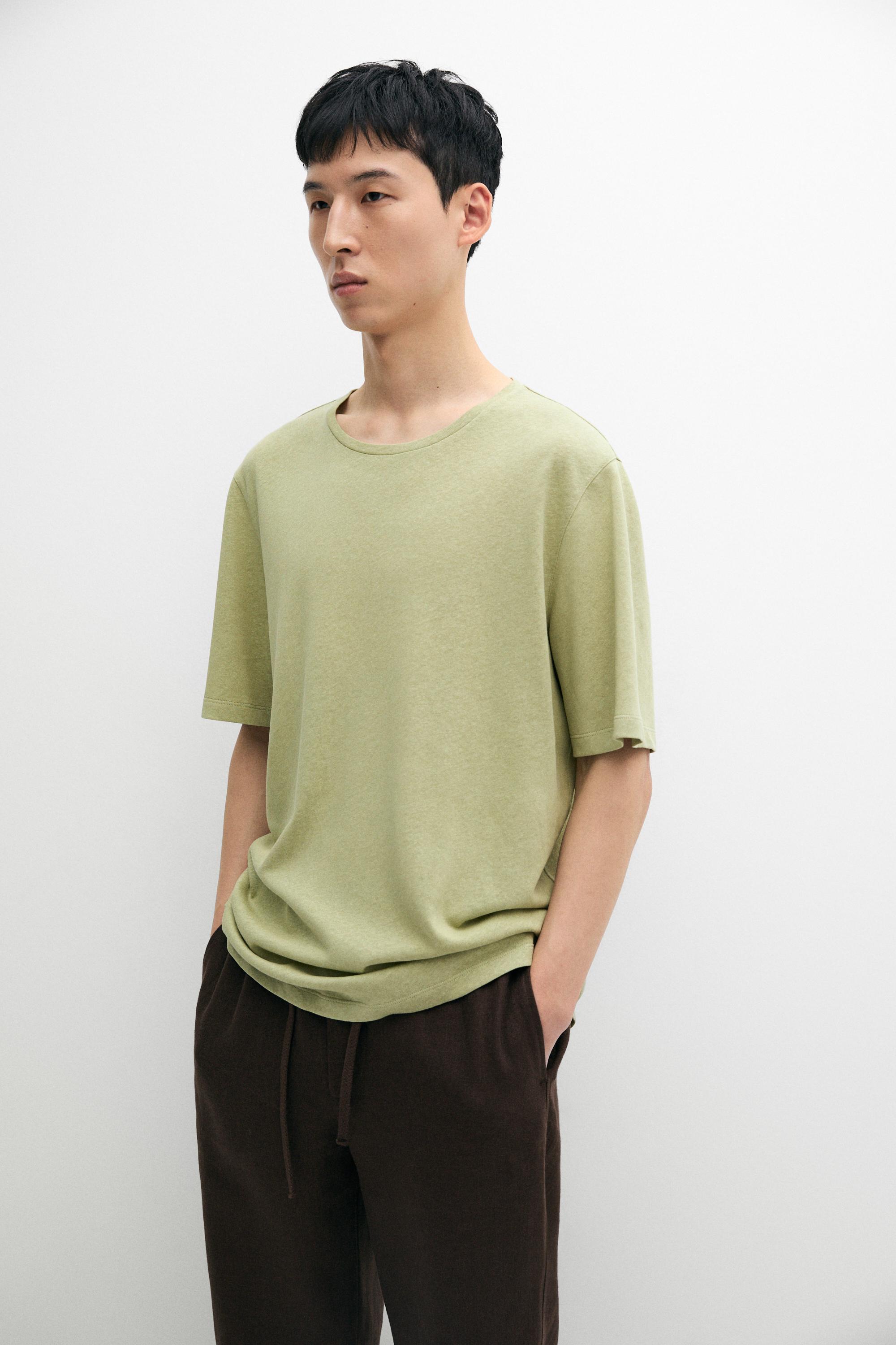 Short sleeve linen and cotton T-shirt