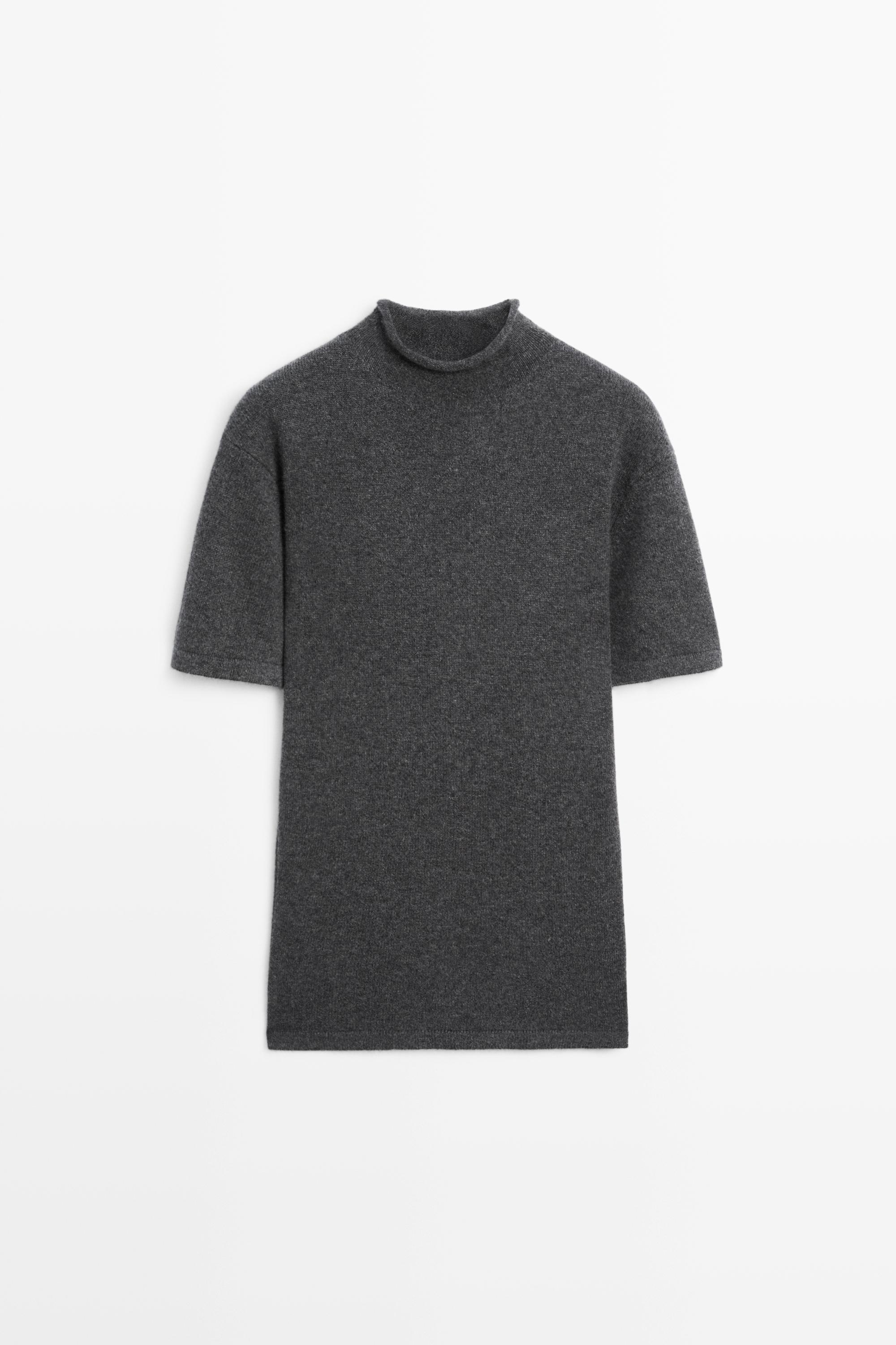 100% cashmere knit short sleeve sweater