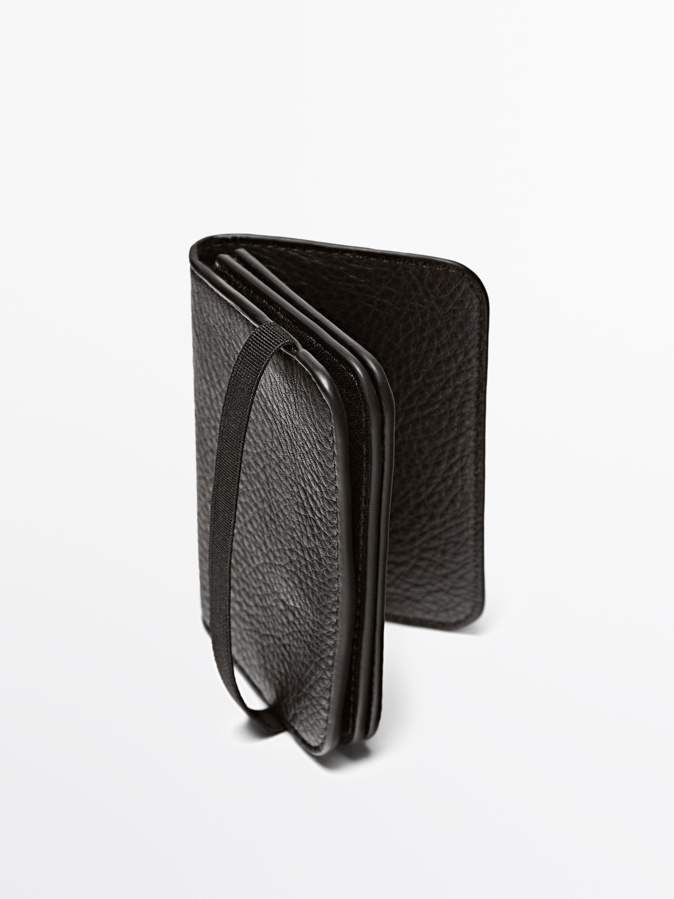 Nappa leather card holder with flap