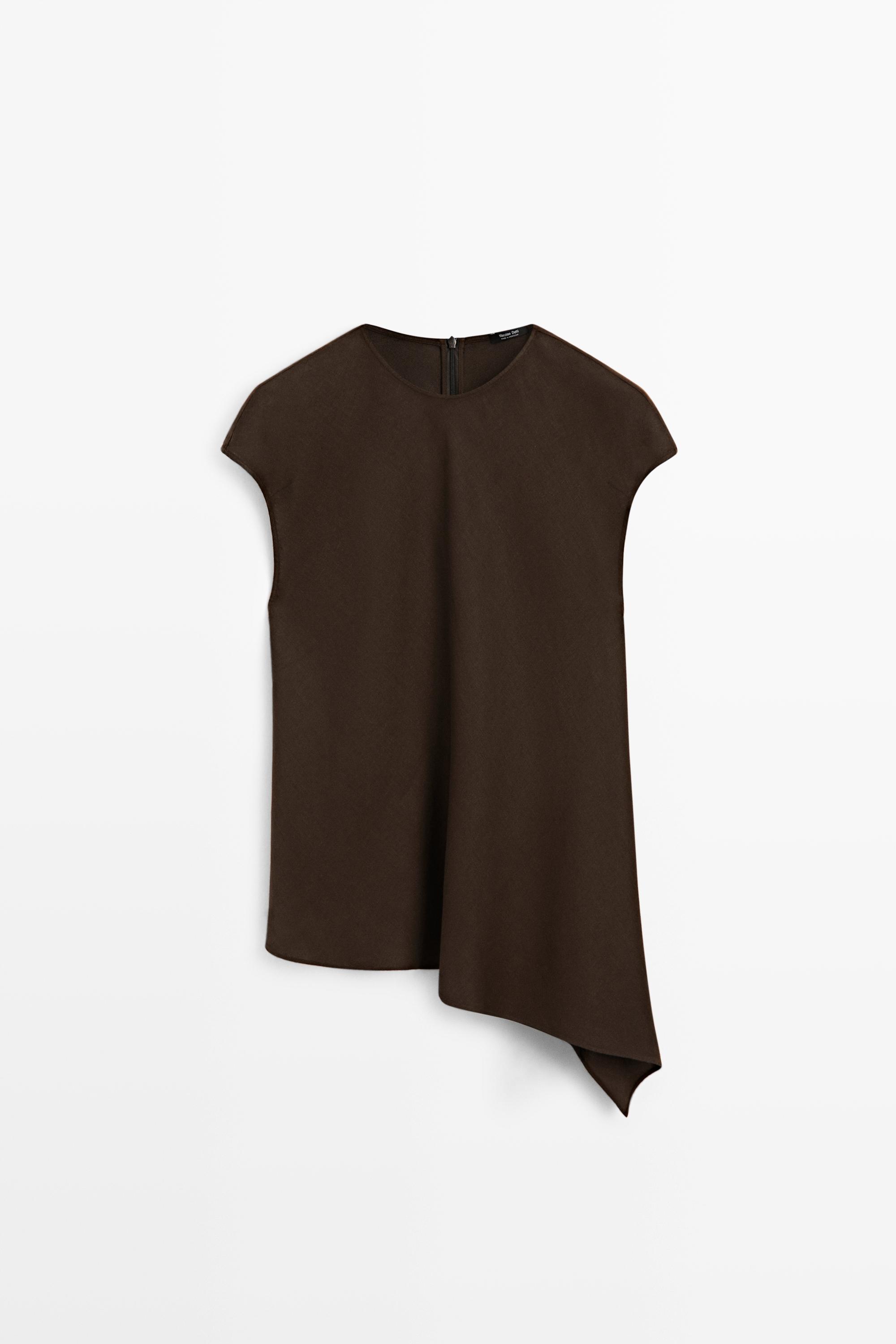 100% linen asymmetric top