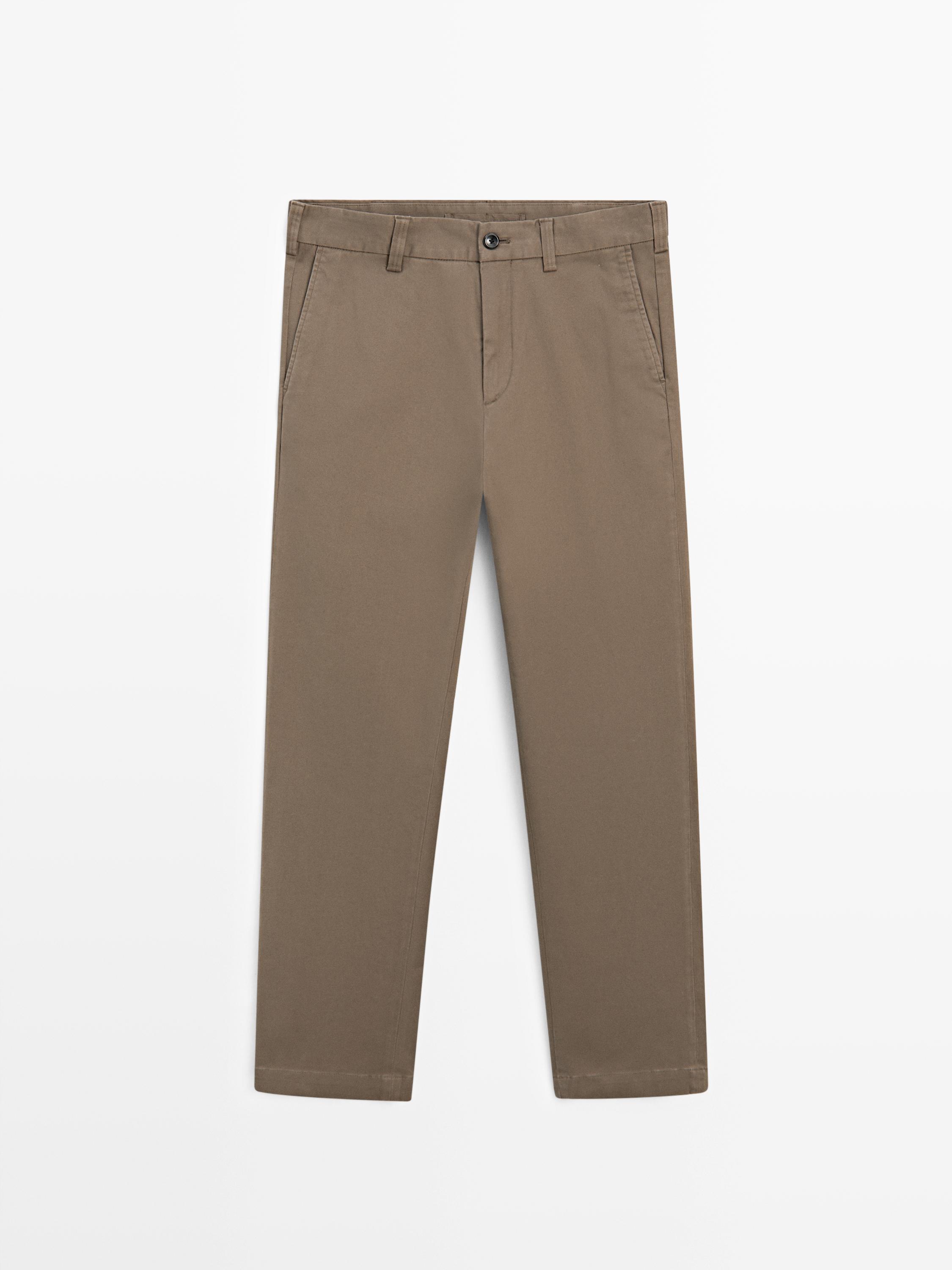 Tapered fit micro textured trousers