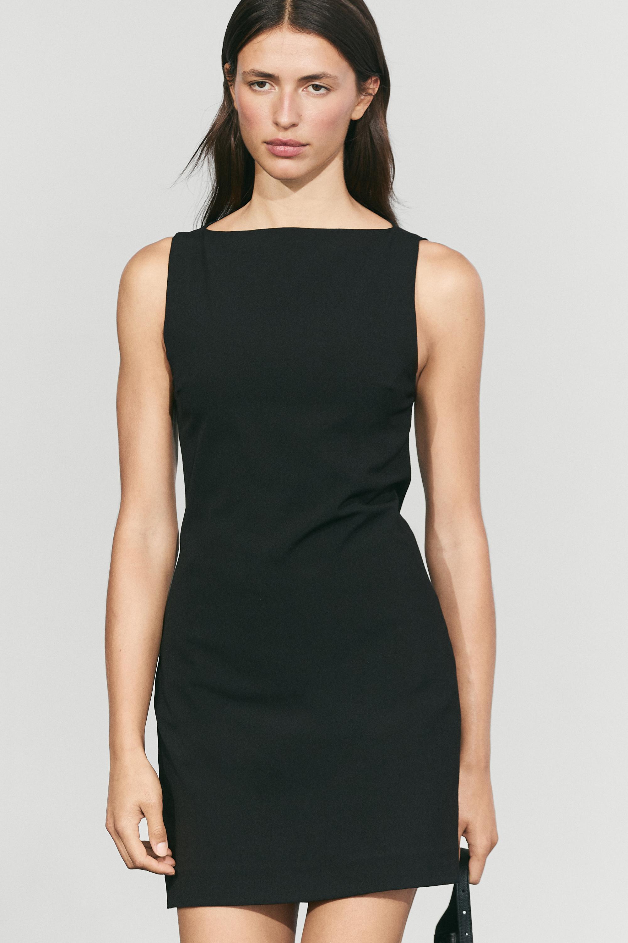 Boat neck mini dress