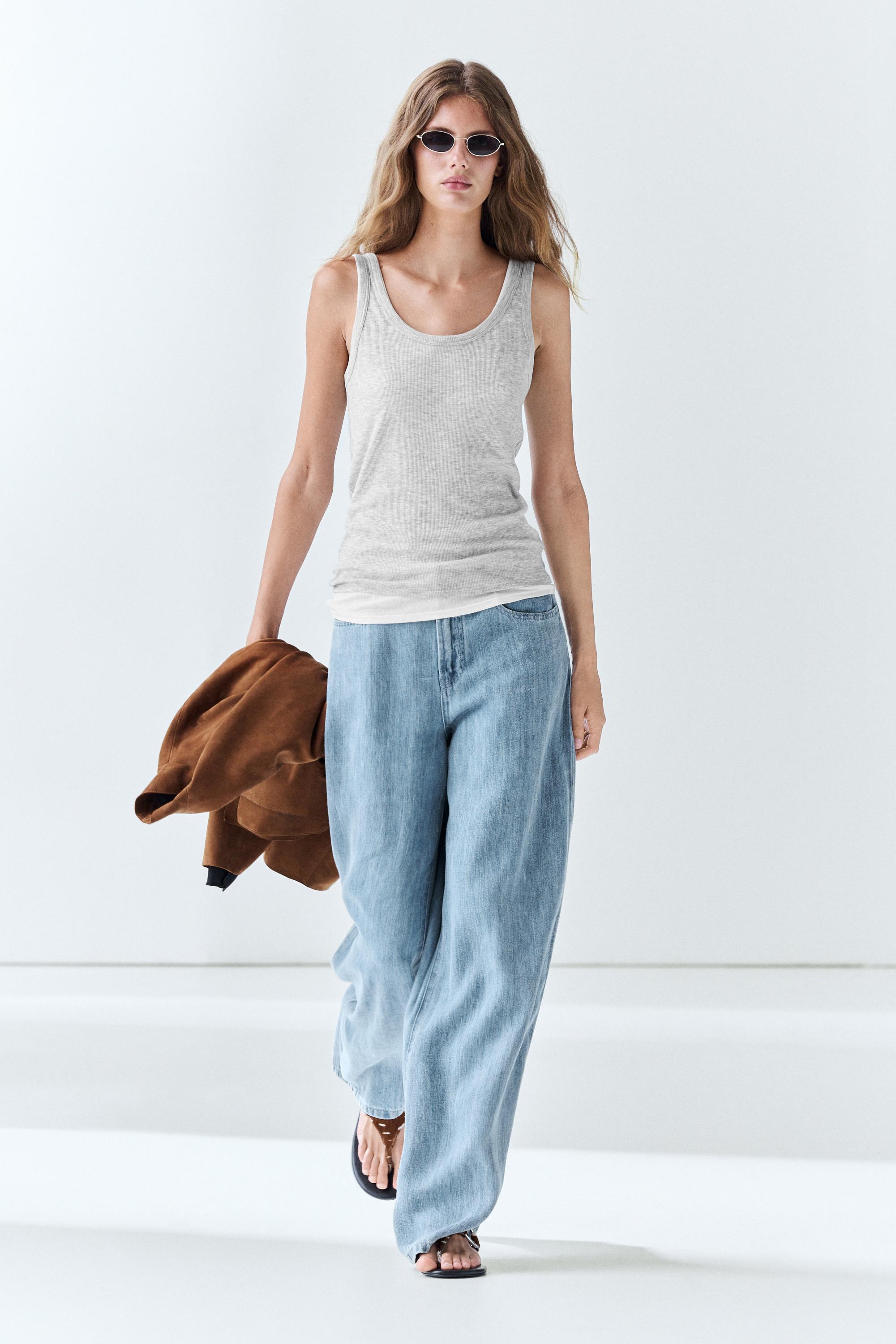 100% cotton ribbed double-layer top