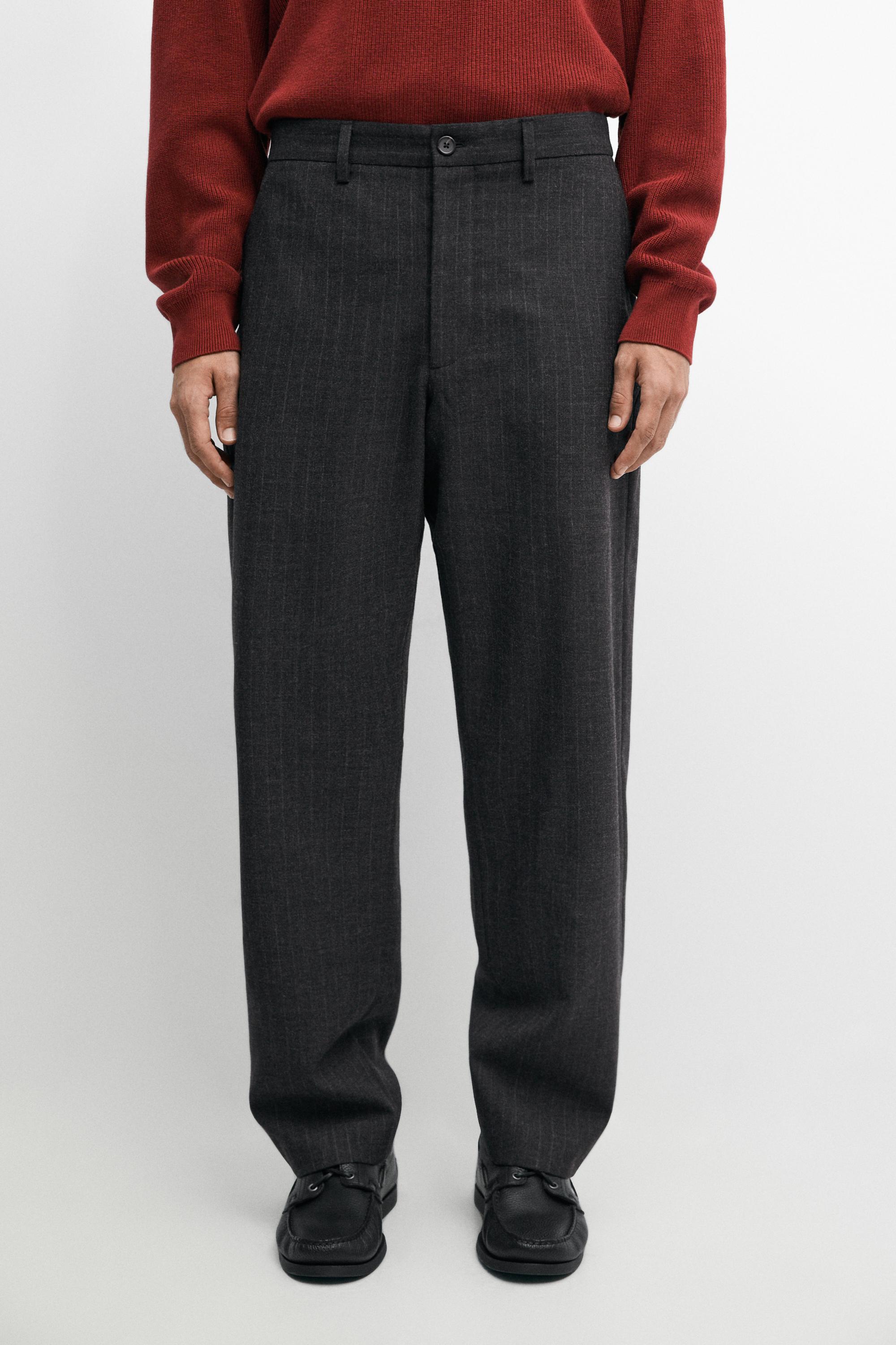 100% wool striped relaxed fit trousers