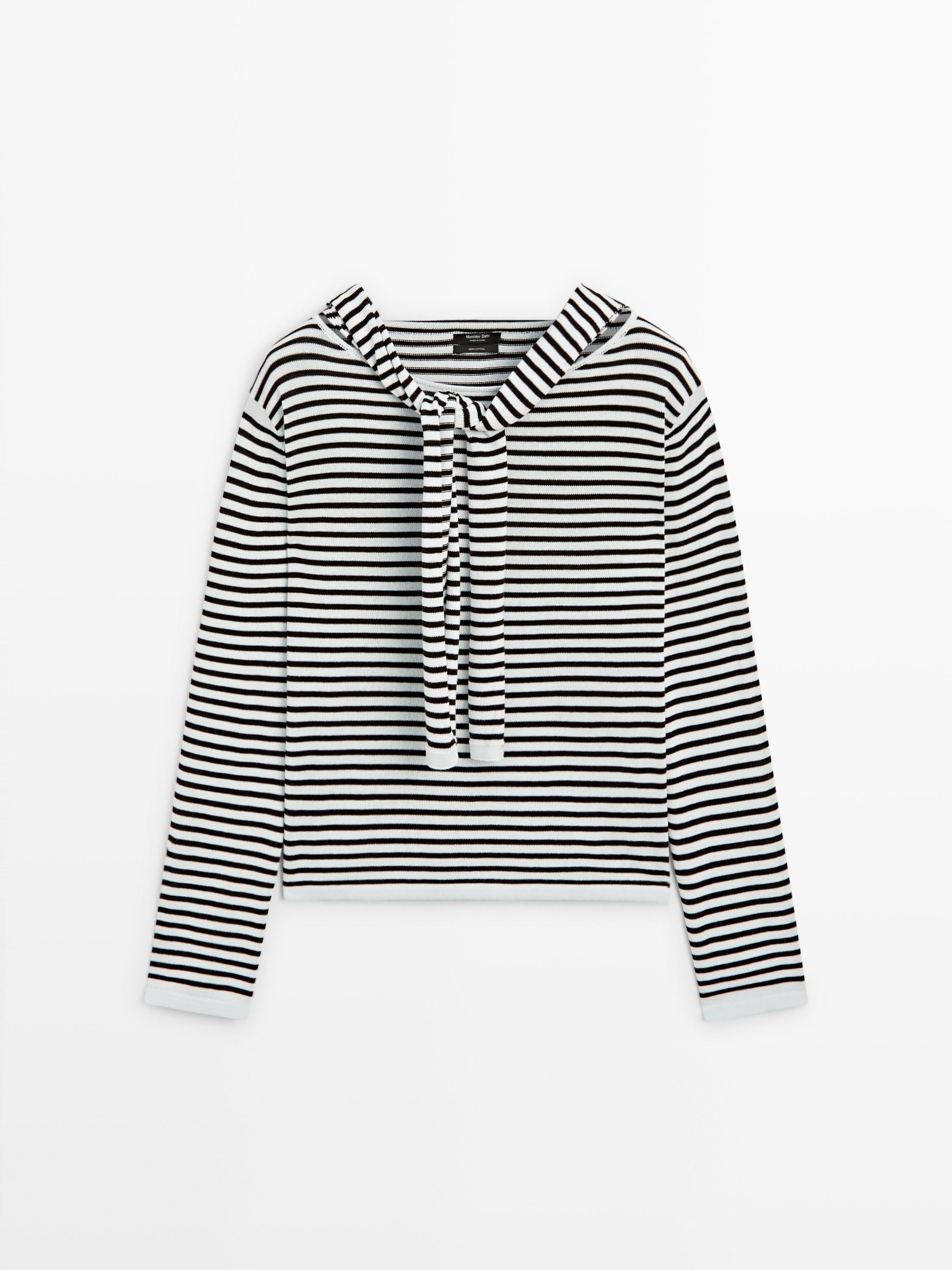 100% cotton striped knit sweater