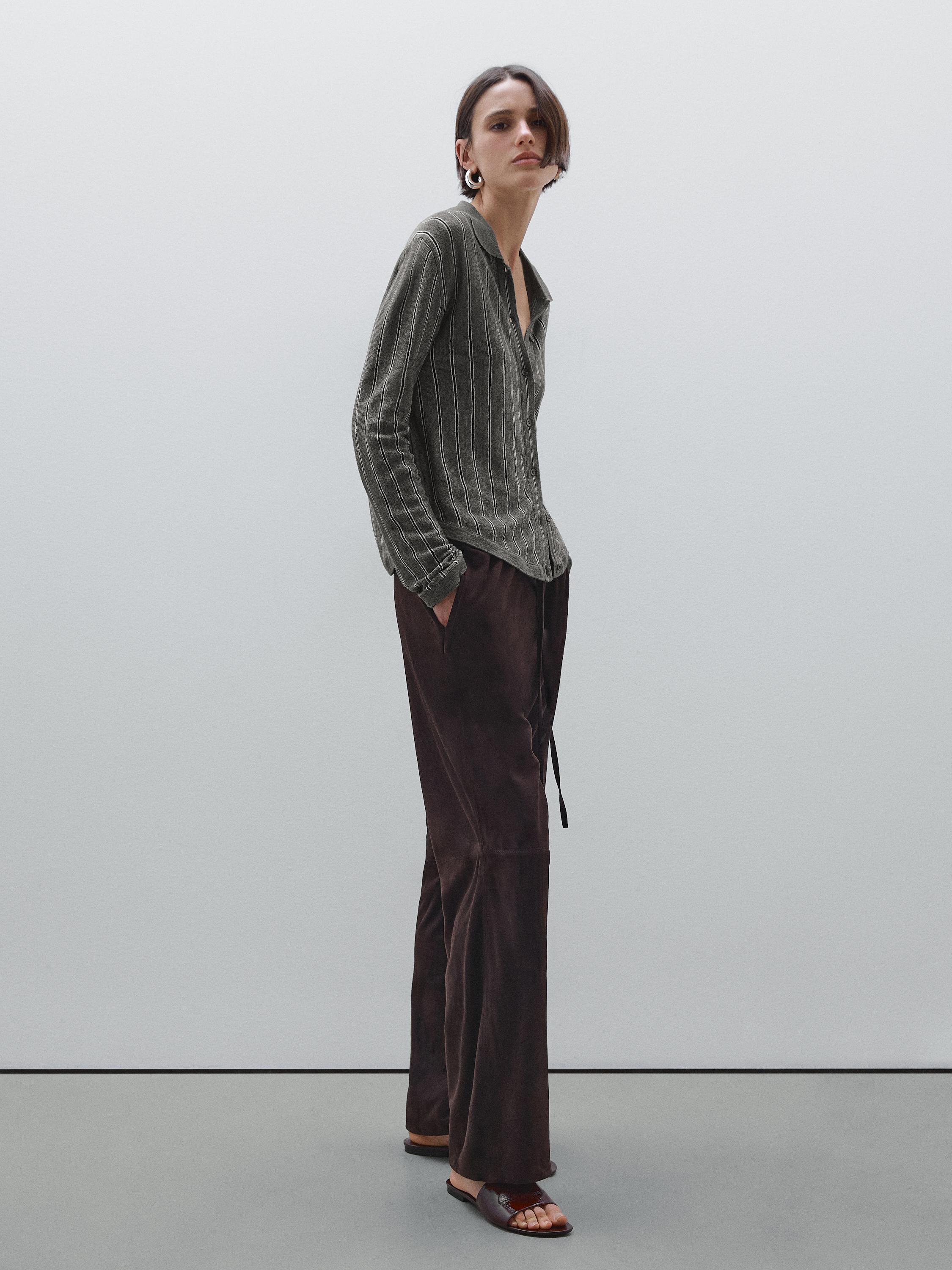 100% linen striped cardigan