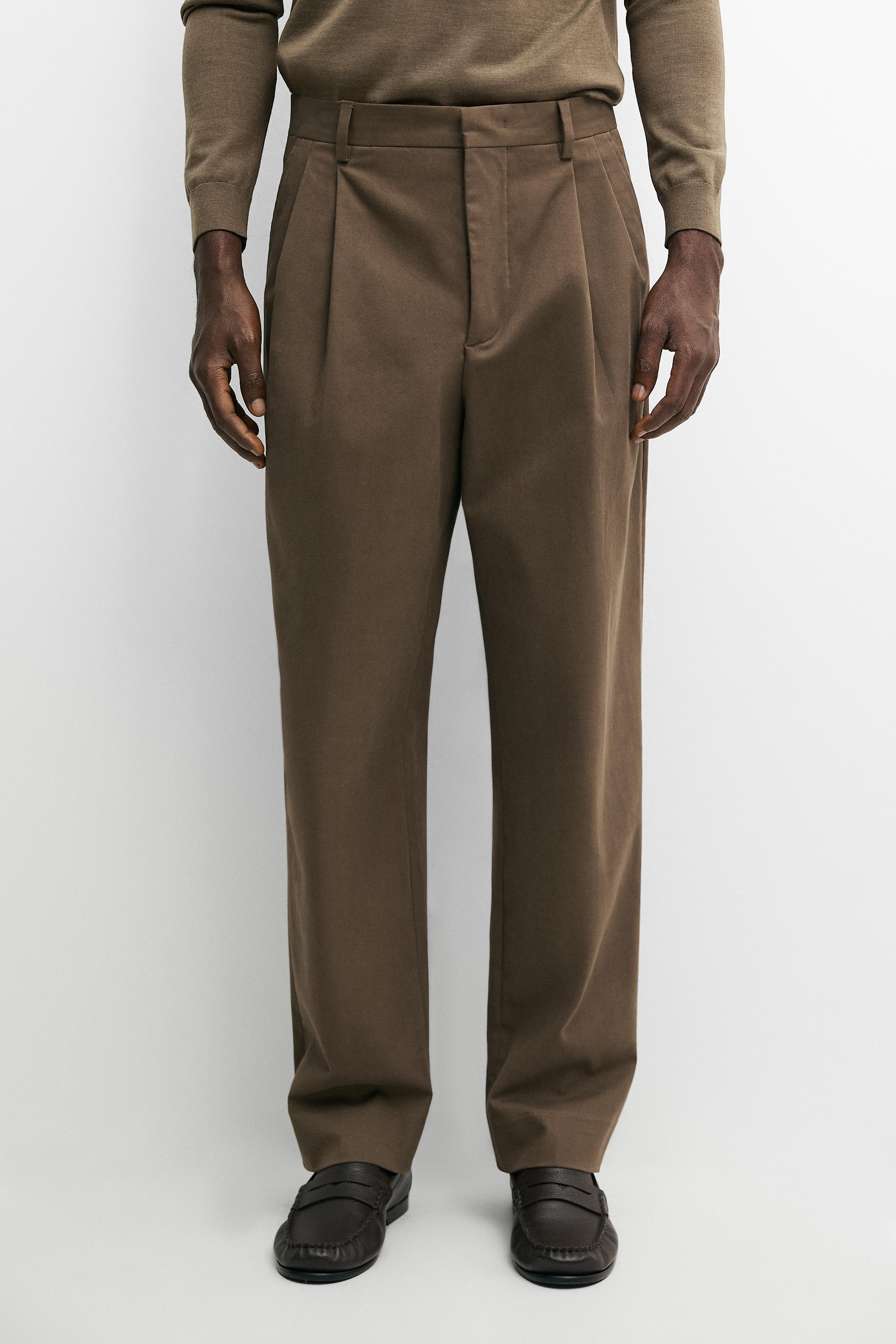 Cotton blend darted pants