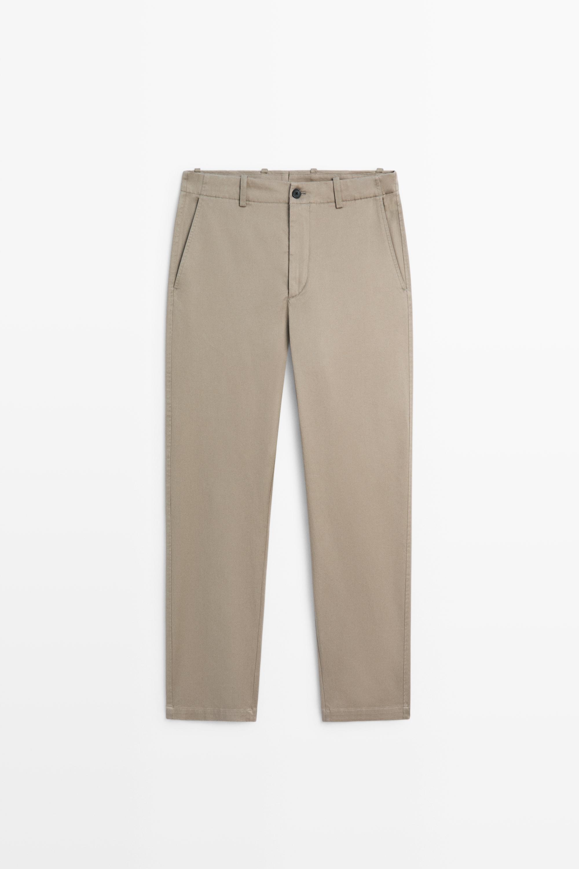 Cotton blend straight-leg pants