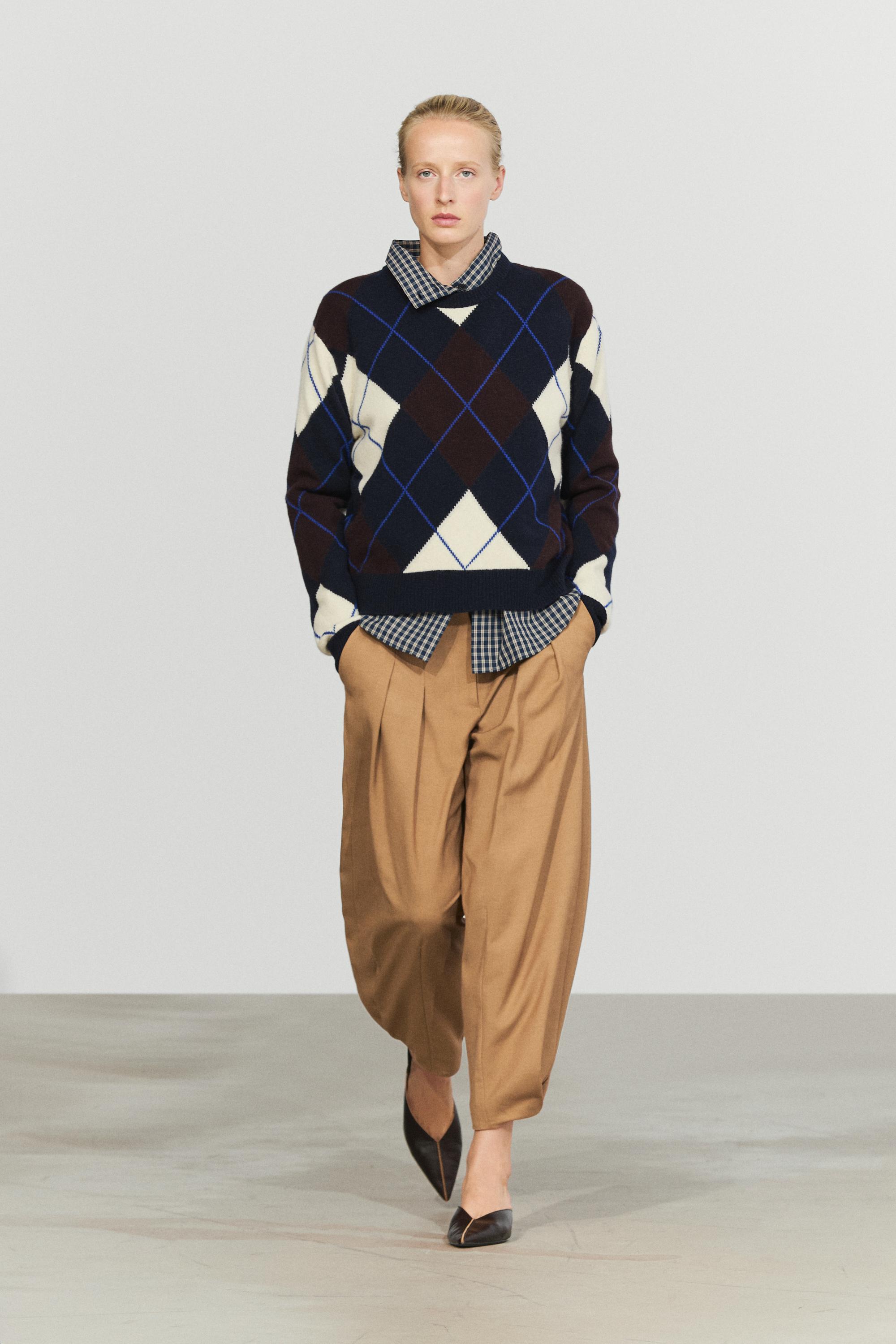 Pleated wool-blend pants