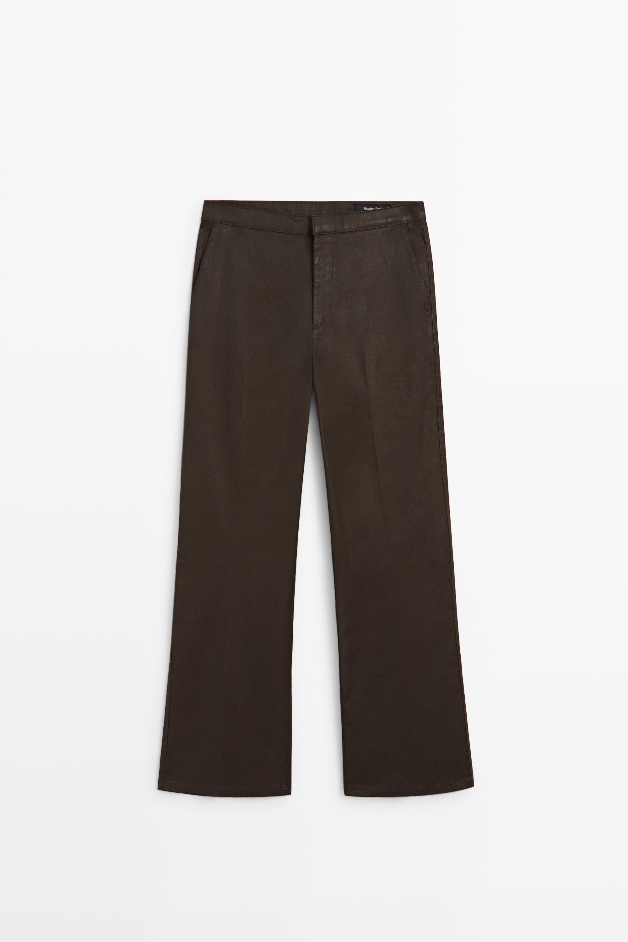 Rubberised cropped flare pants
