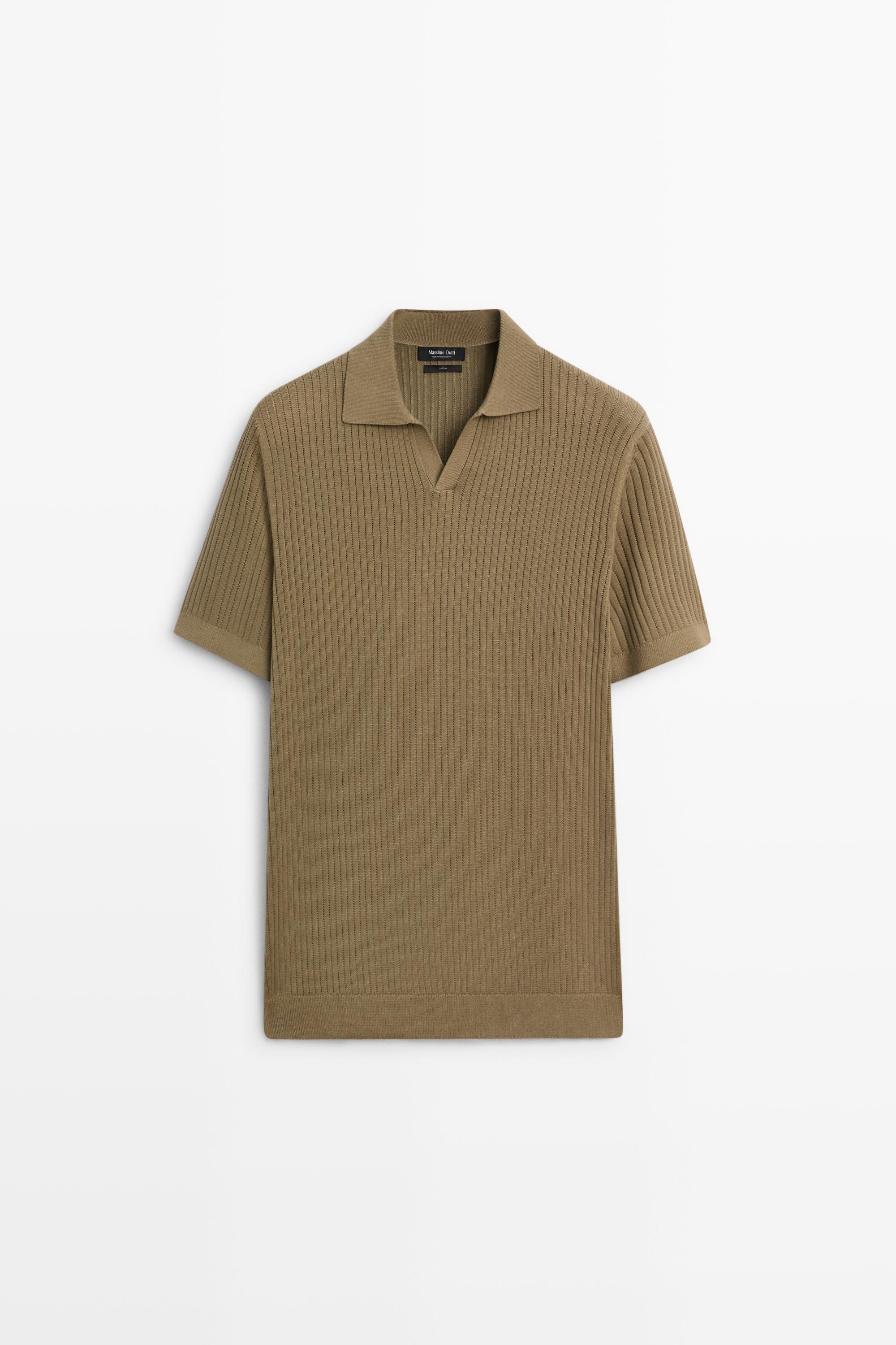 100% cotton ribbed knit polo sweater