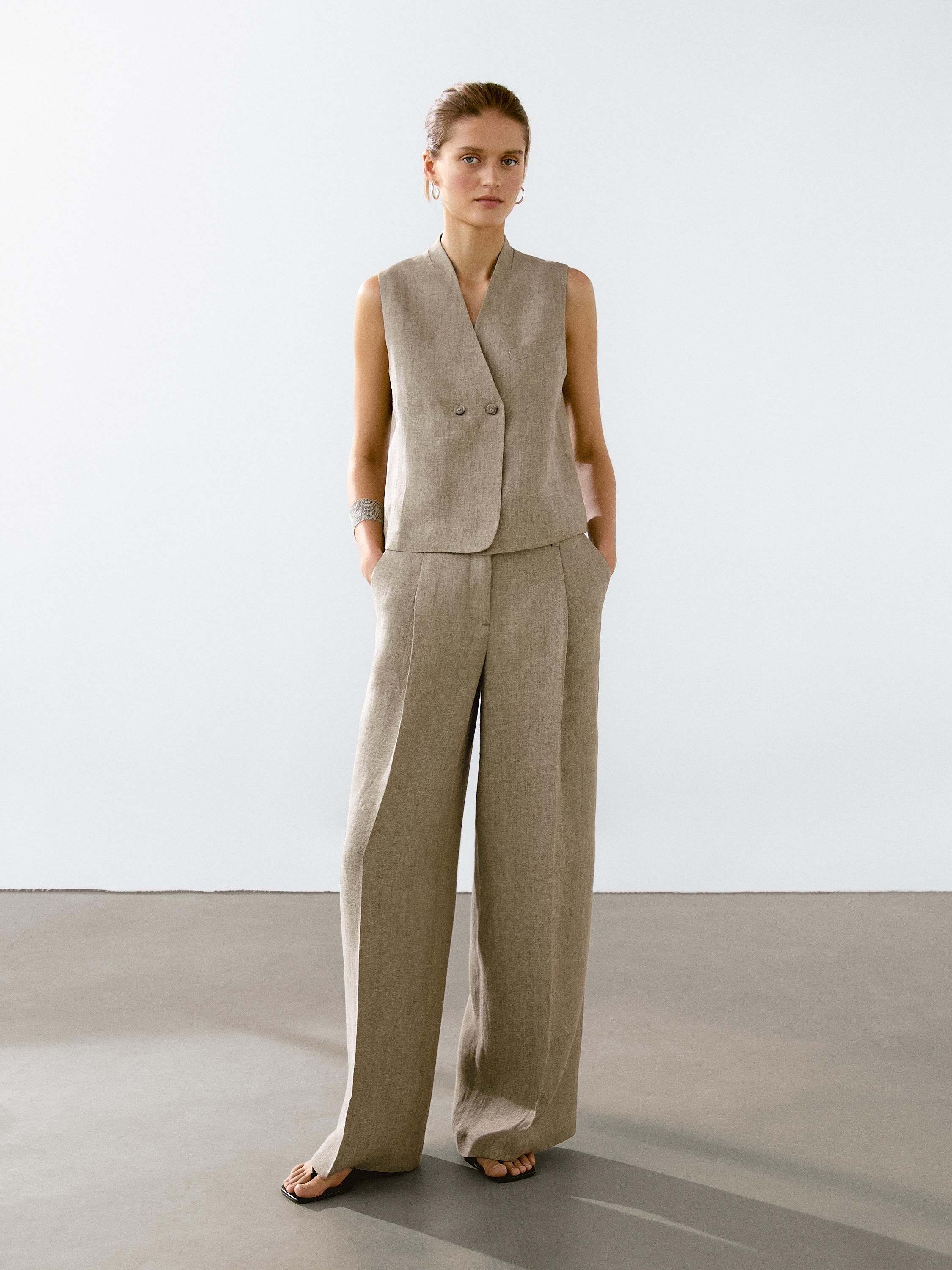 Linen blend waistcoat
