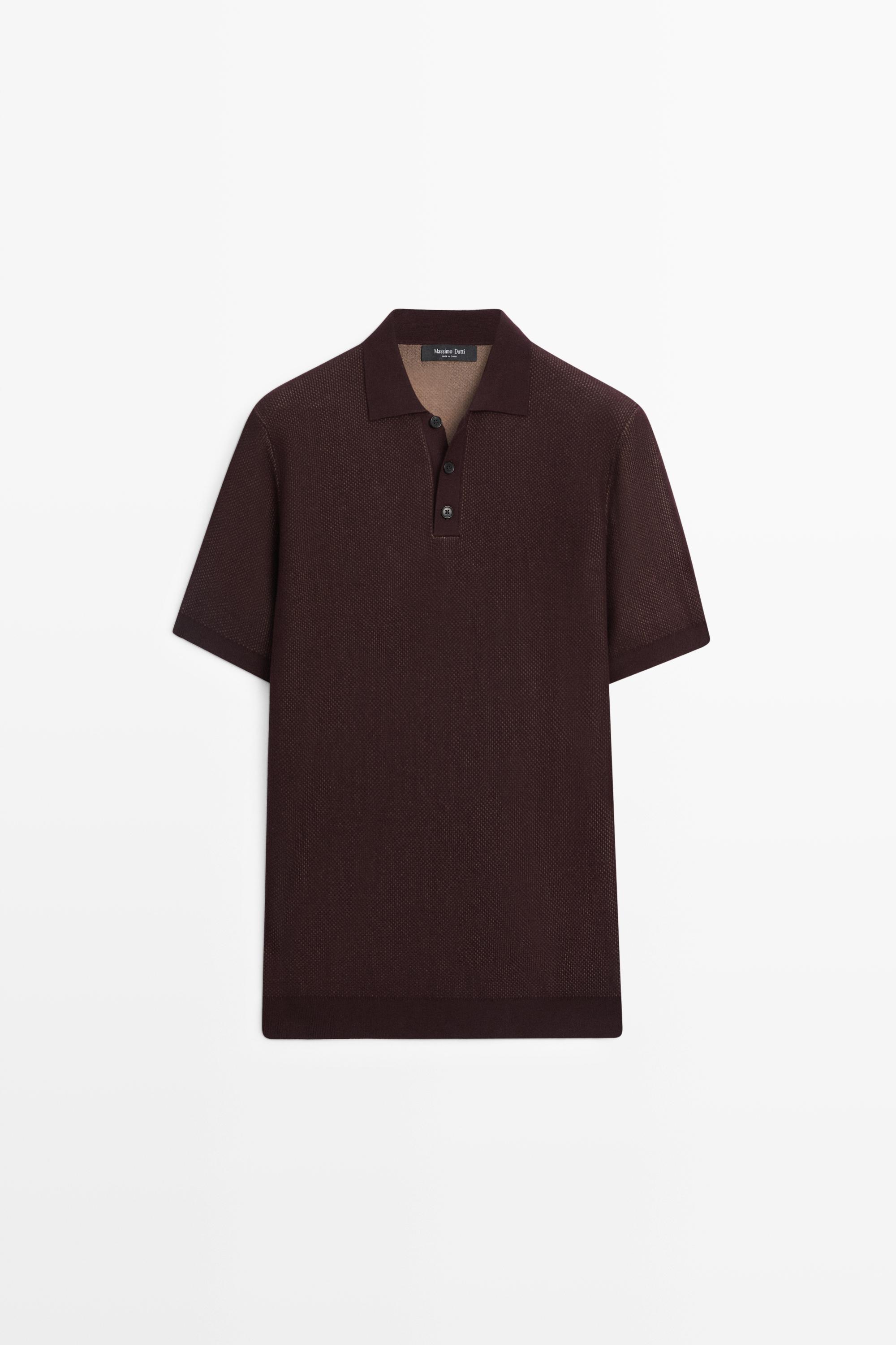 100% cotton textured contrast polo shirt