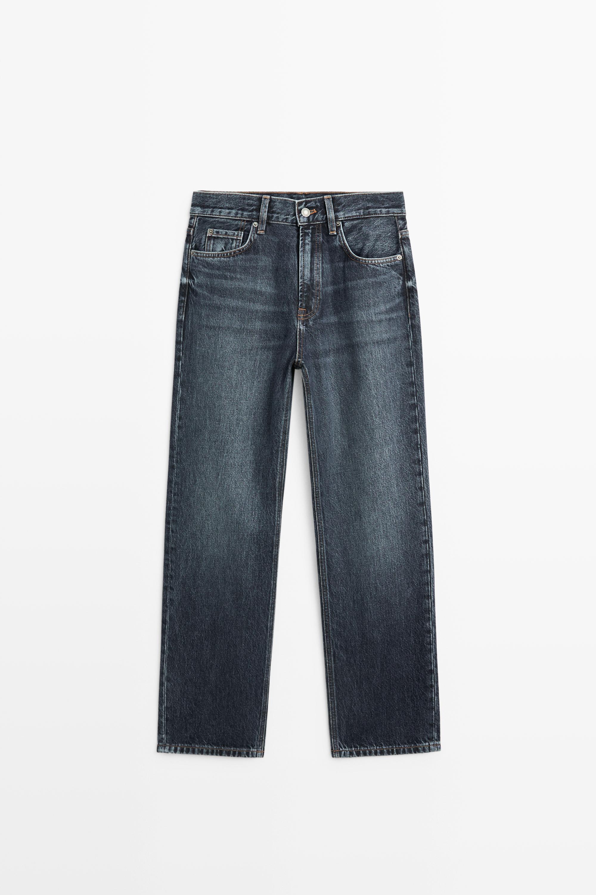 High-waist straight-leg jeans