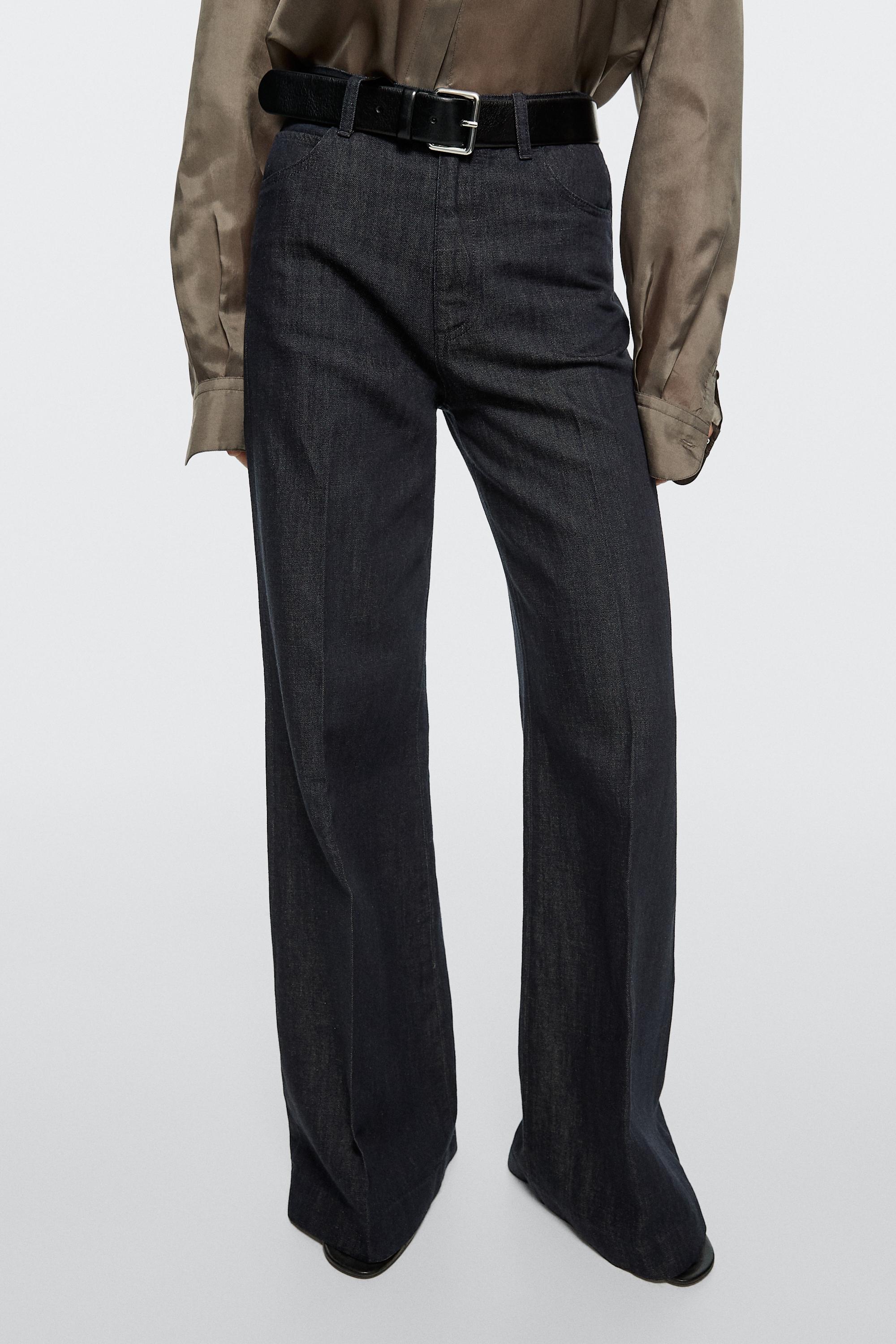 High-waist palazzo denim pants co-ord