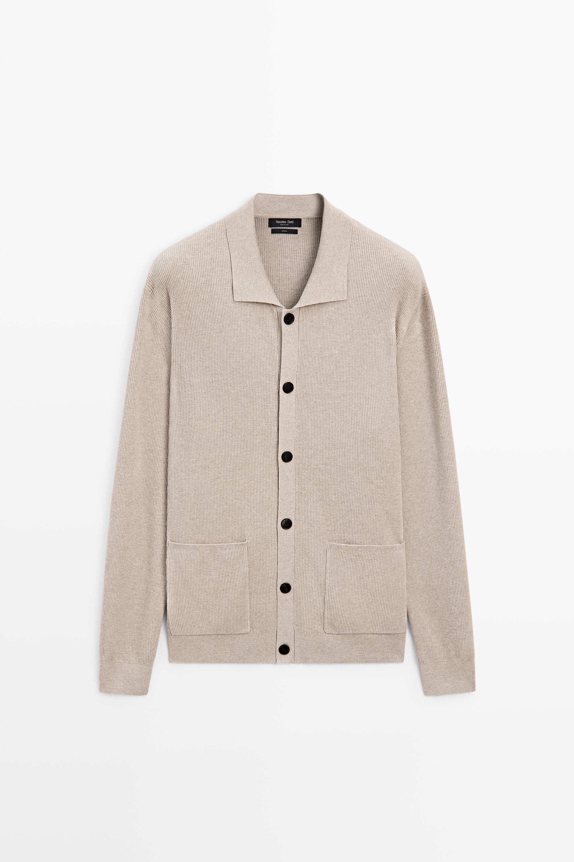 100% cotton knit pocket cardigan