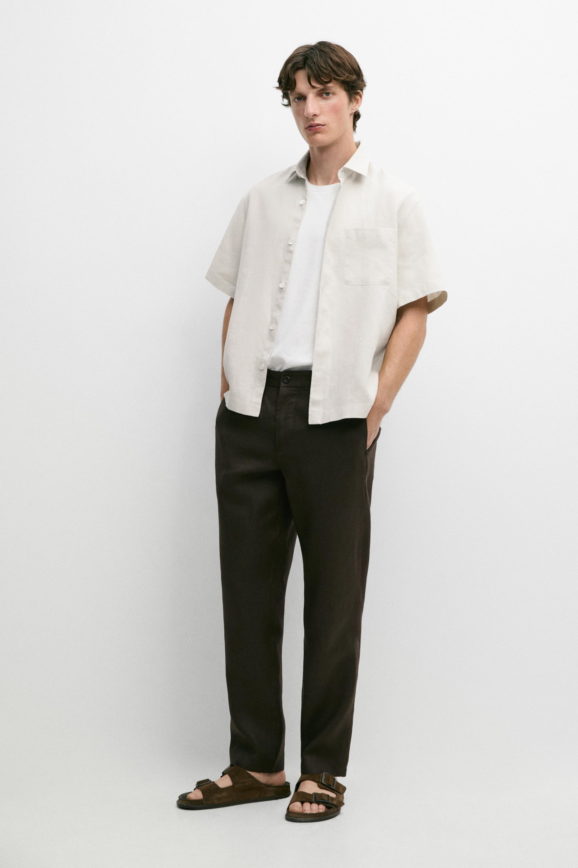 Tapered fit linen pants